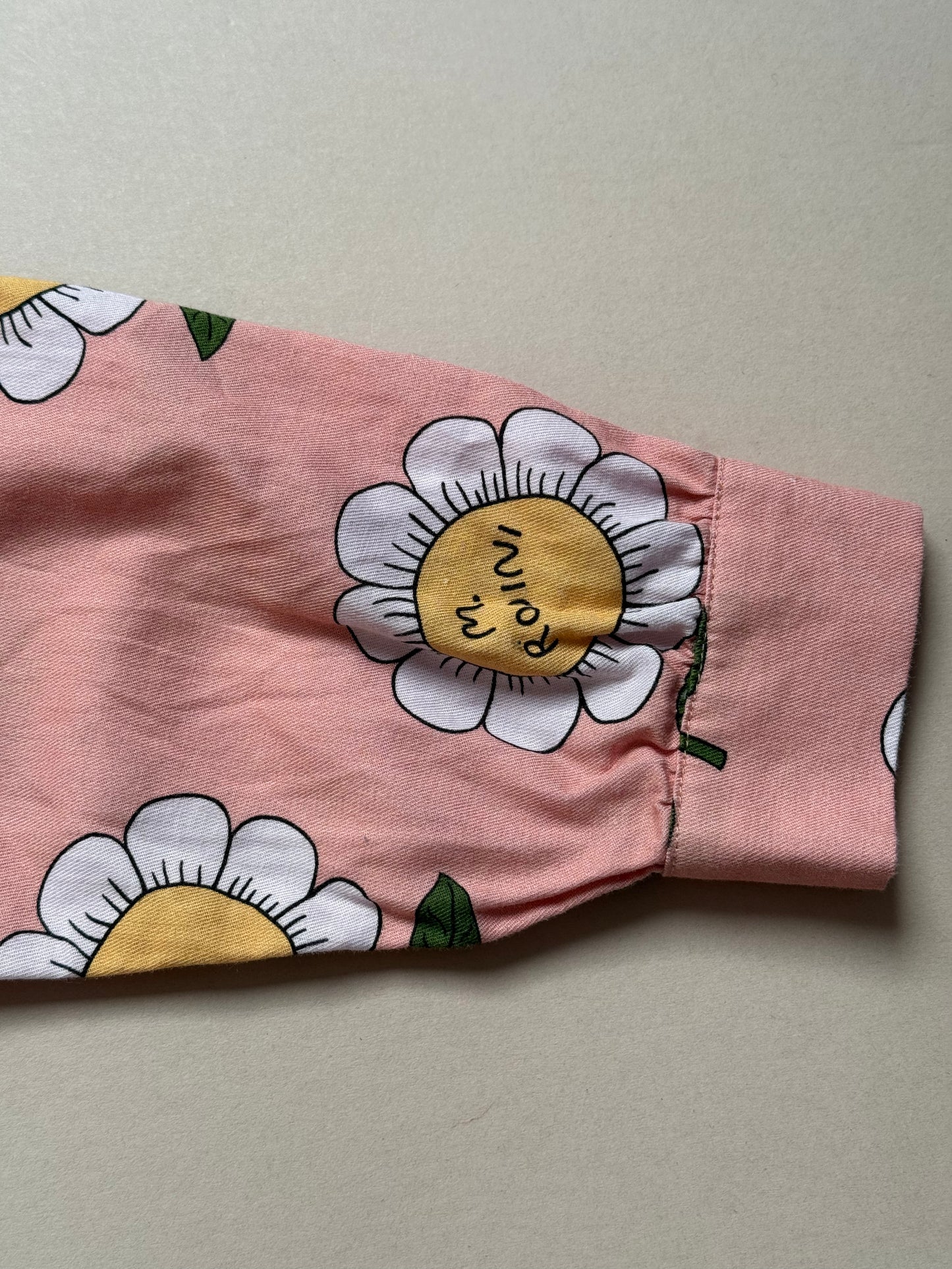 Mini Rodini Bold Flower Printed Shirt With Peter Pan Collar