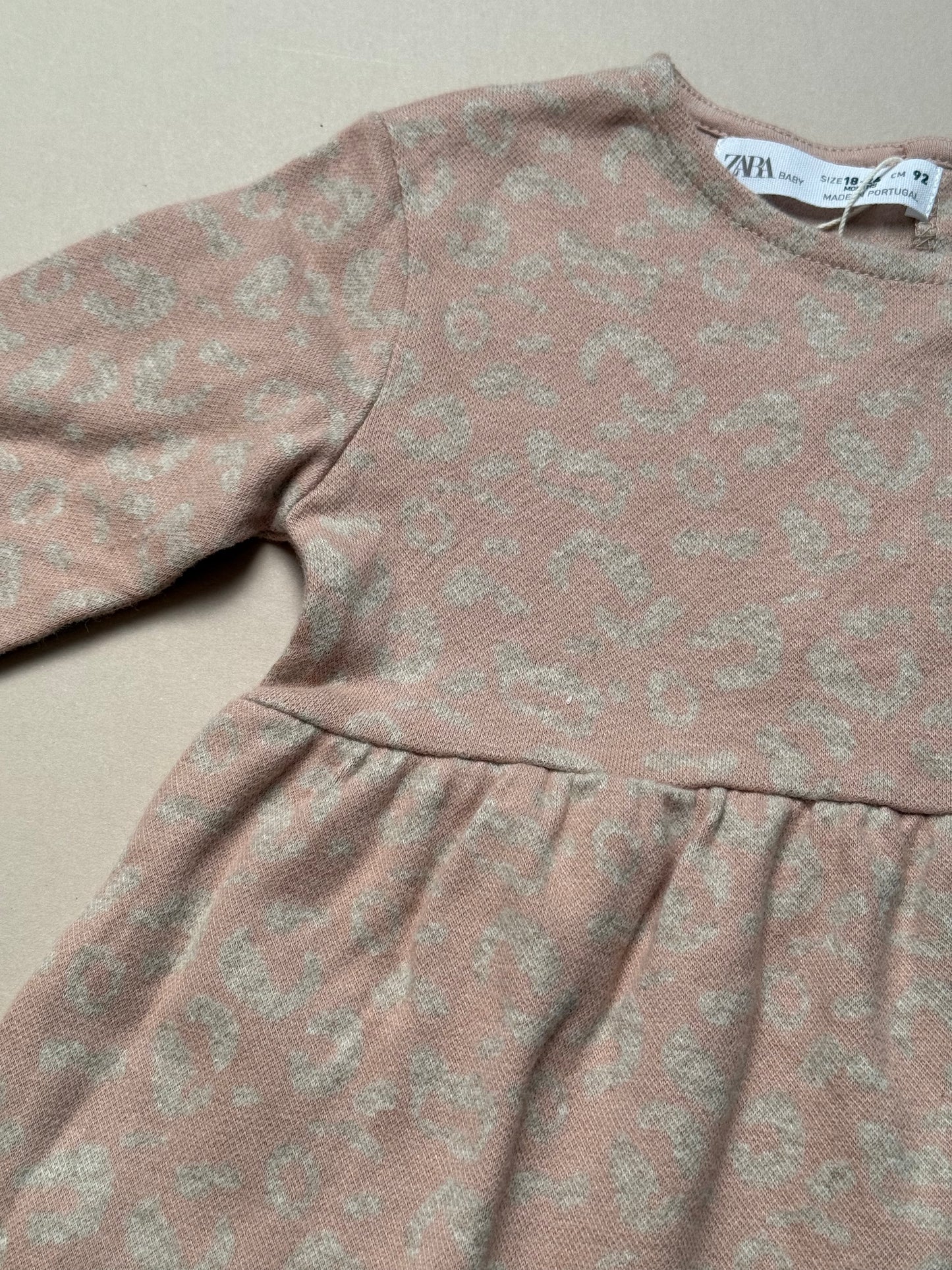 Zara Long Sleeved Pink Dress With Ruffle in 18-24 Months