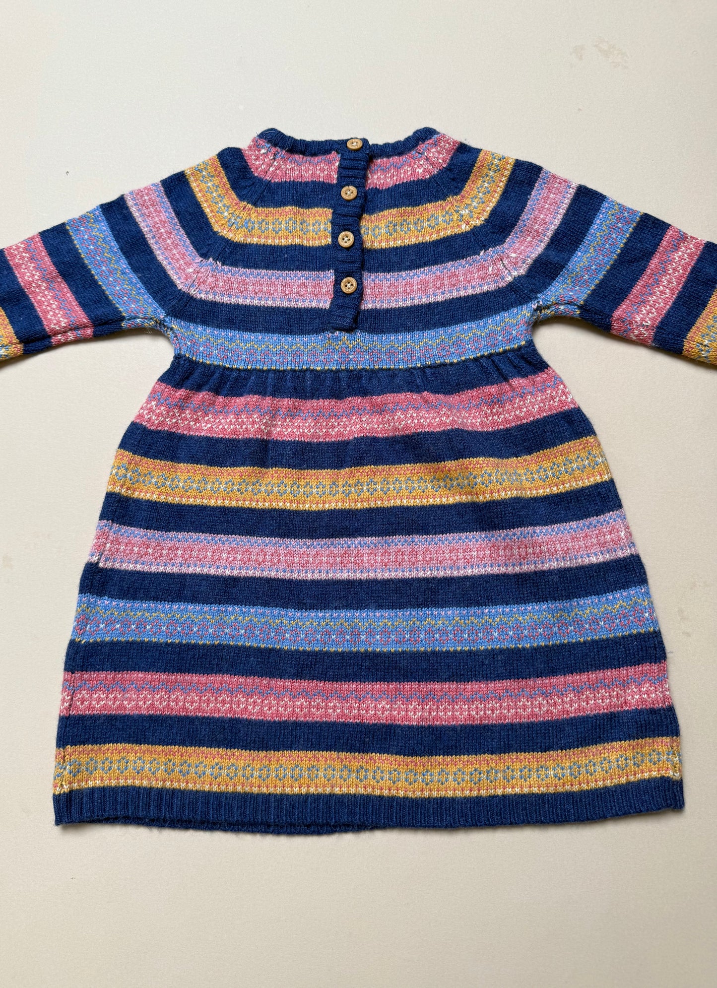JoJo Maman Bebe Knitted Fairisle Jumper Dress in 12-18 Months