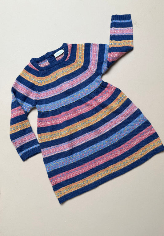 JoJo Maman Bebe Knitted Fairisle Jumper Dress in 12-18 Months