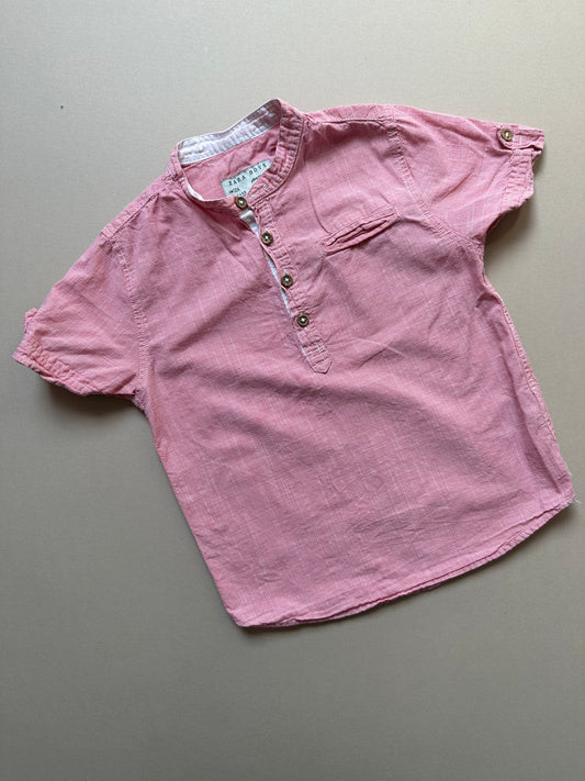Zara Red Thin Checked Short Sleeved Shirt in 3-4 Years