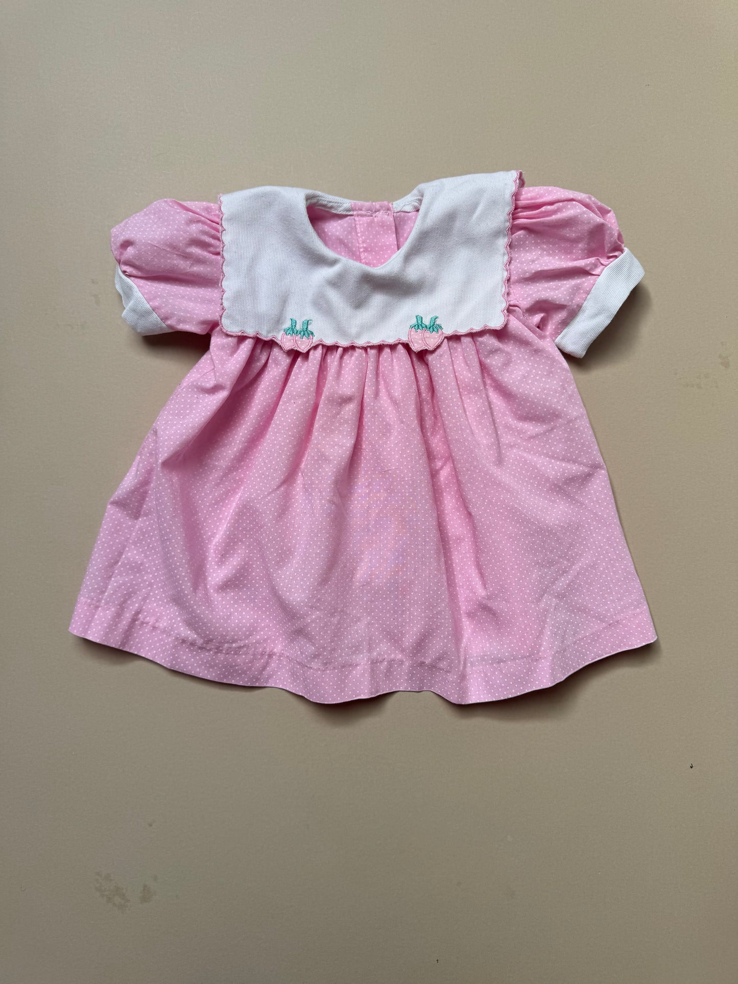 Handmade Strawberry Collared Dress Best Fit 3-6 Months