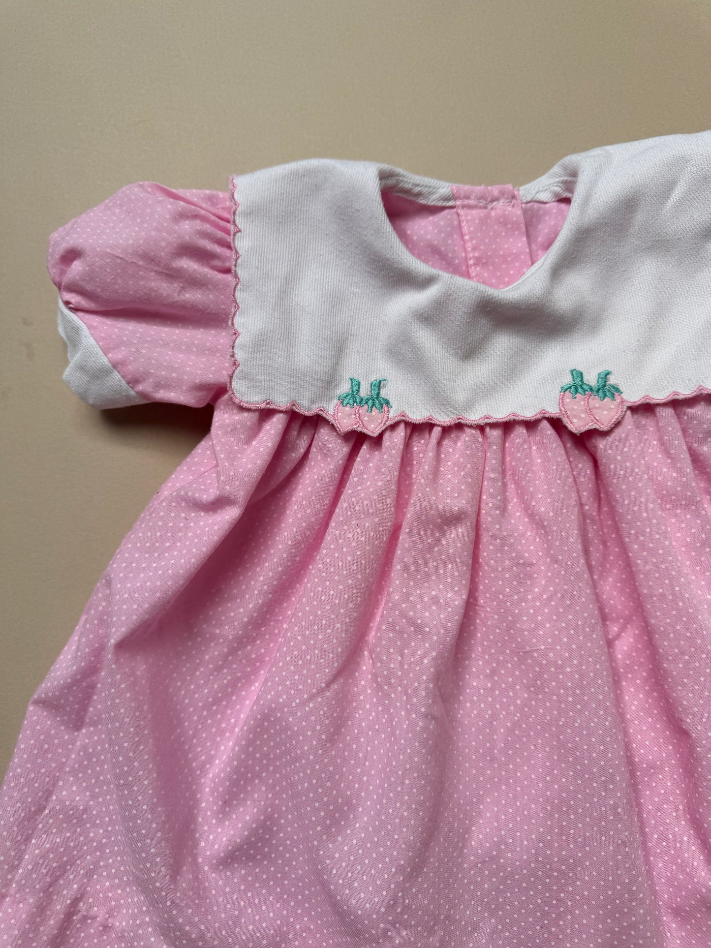 Handmade Strawberry Collared Dress Best Fit 3-6 Months