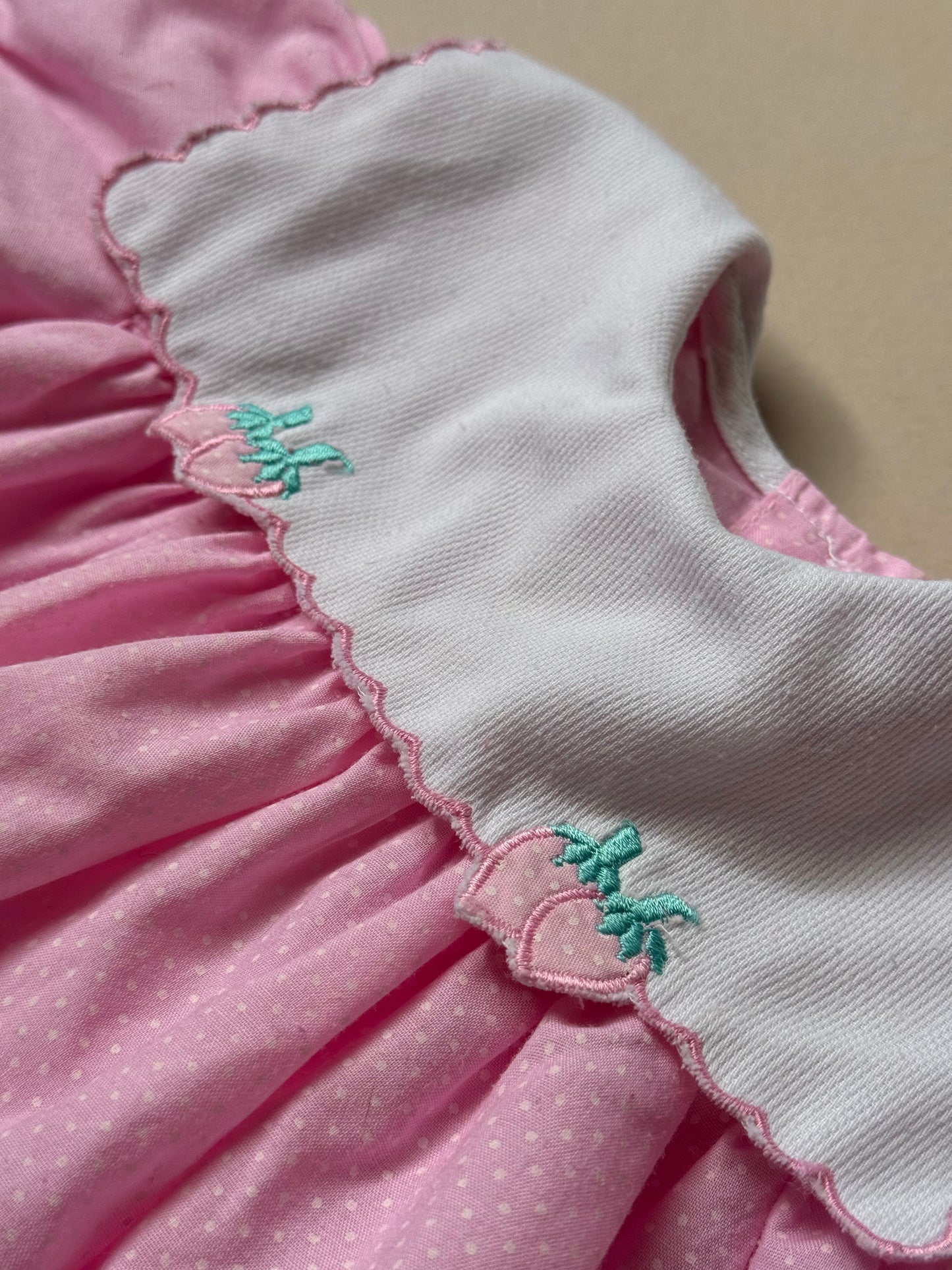Handmade Strawberry Collared Dress Best Fit 3-6 Months