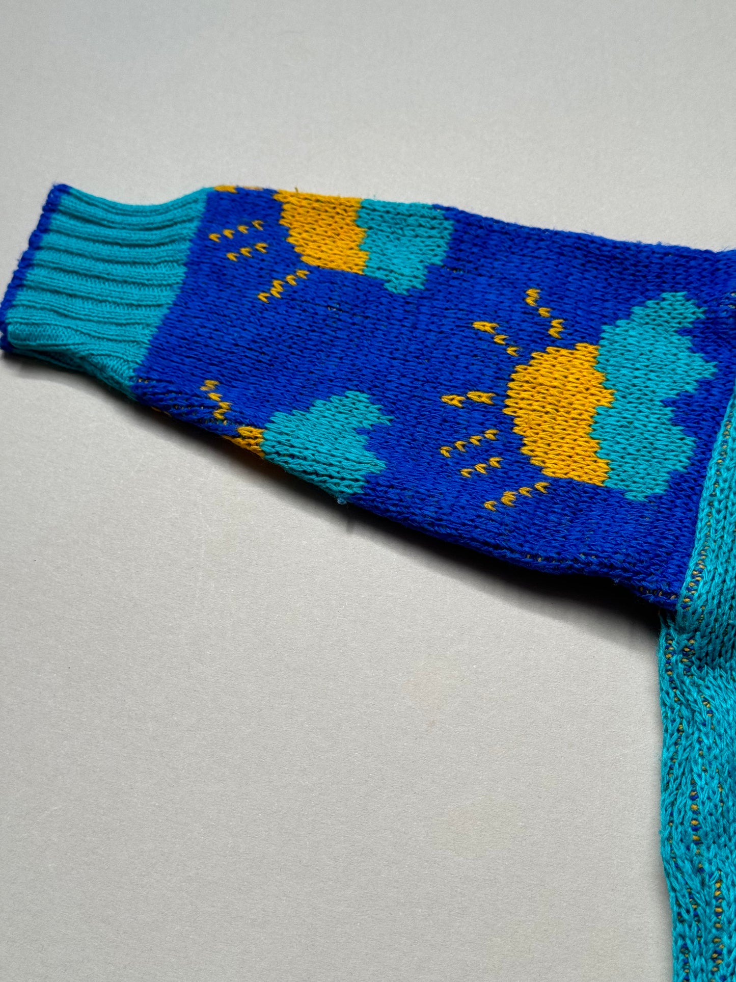 Vintage Tick Tock Teddy & Suns Acrylic Knitted Jumper in 12 Months