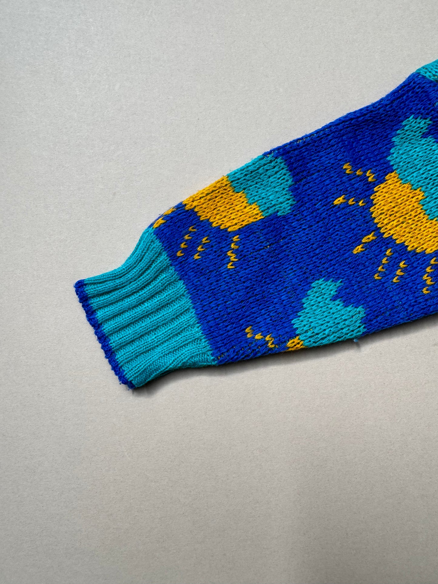 Vintage Tick Tock Teddy & Suns Acrylic Knitted Jumper in 12 Months