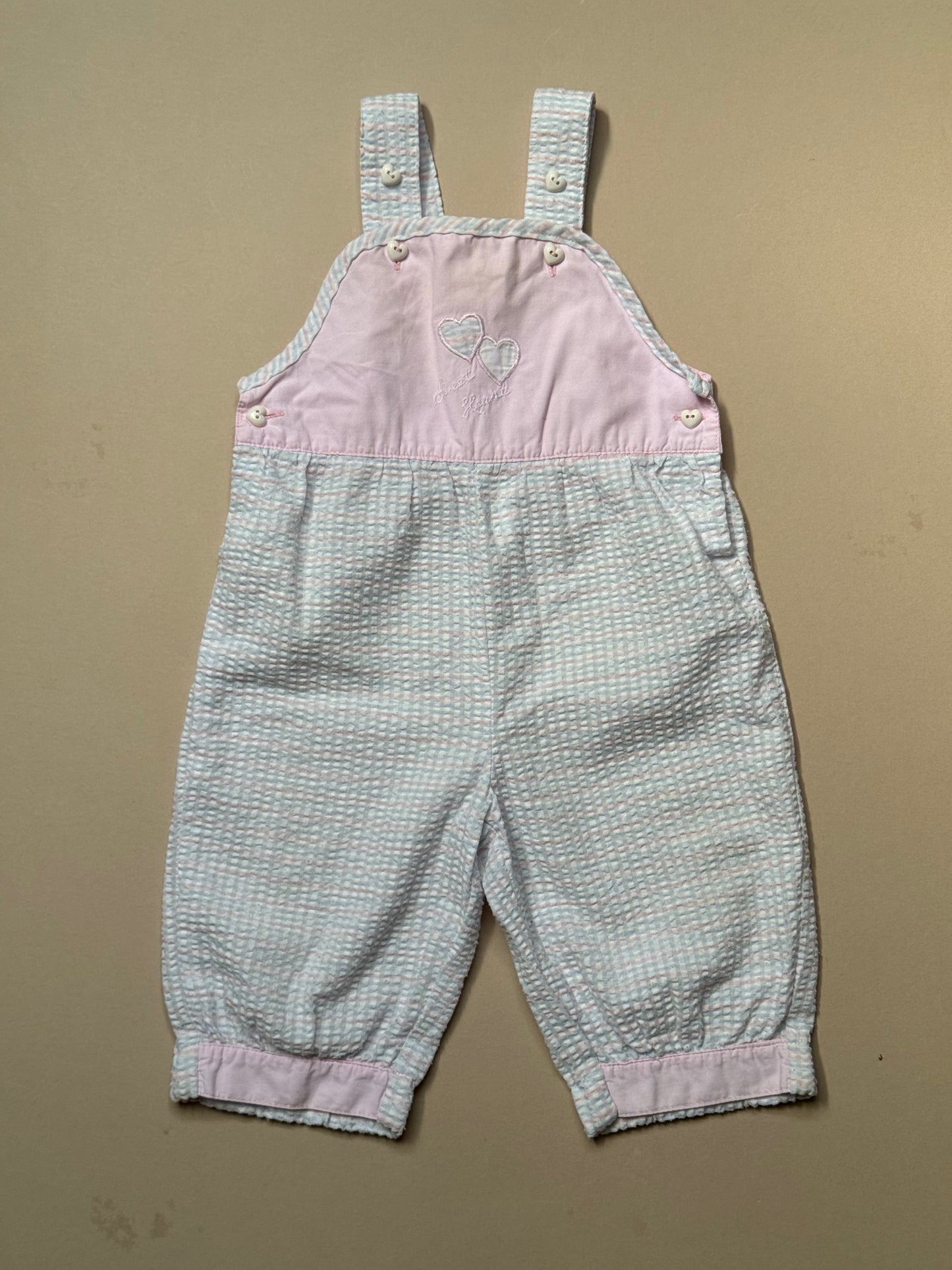 Vintage Zoo Sweet Heart Lightweight Gingham Dungarees in 3-6 Months