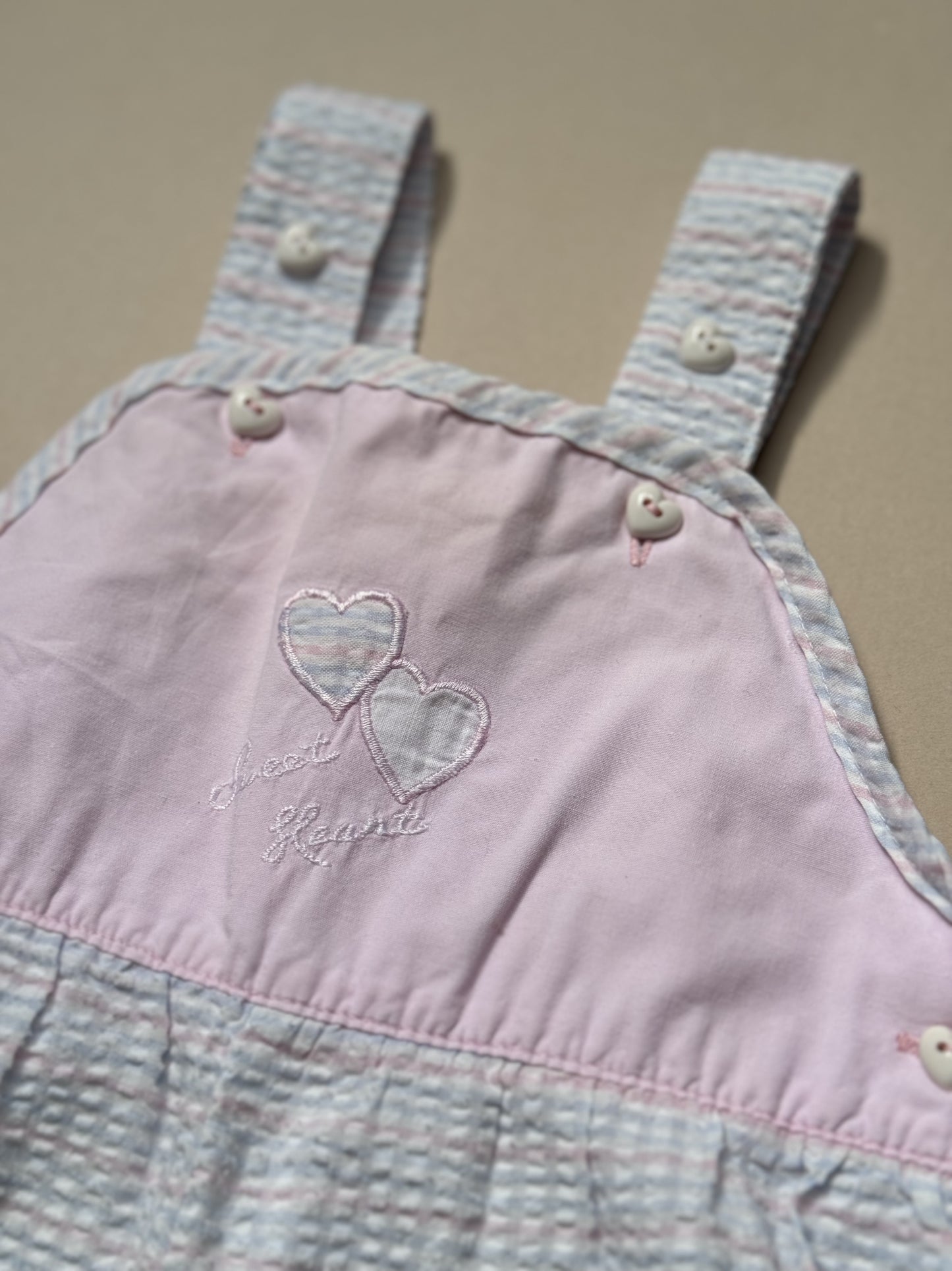 Vintage Zoo Sweet Heart Lightweight Gingham Dungarees in 3-6 Months