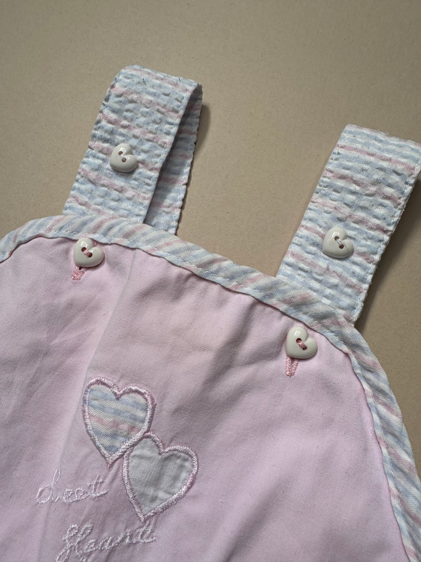 Vintage Zoo Sweet Heart Lightweight Gingham Dungarees in 3-6 Months