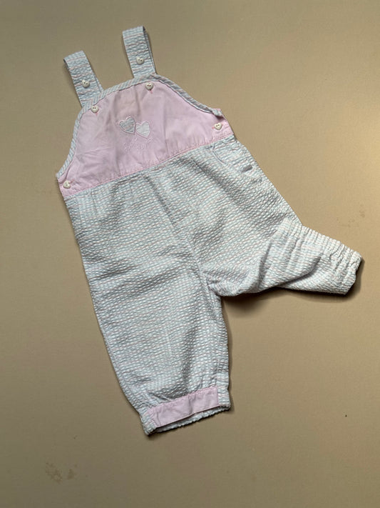 Vintage Zoo Sweet Heart Lightweight Gingham Dungarees in 3-6 Months