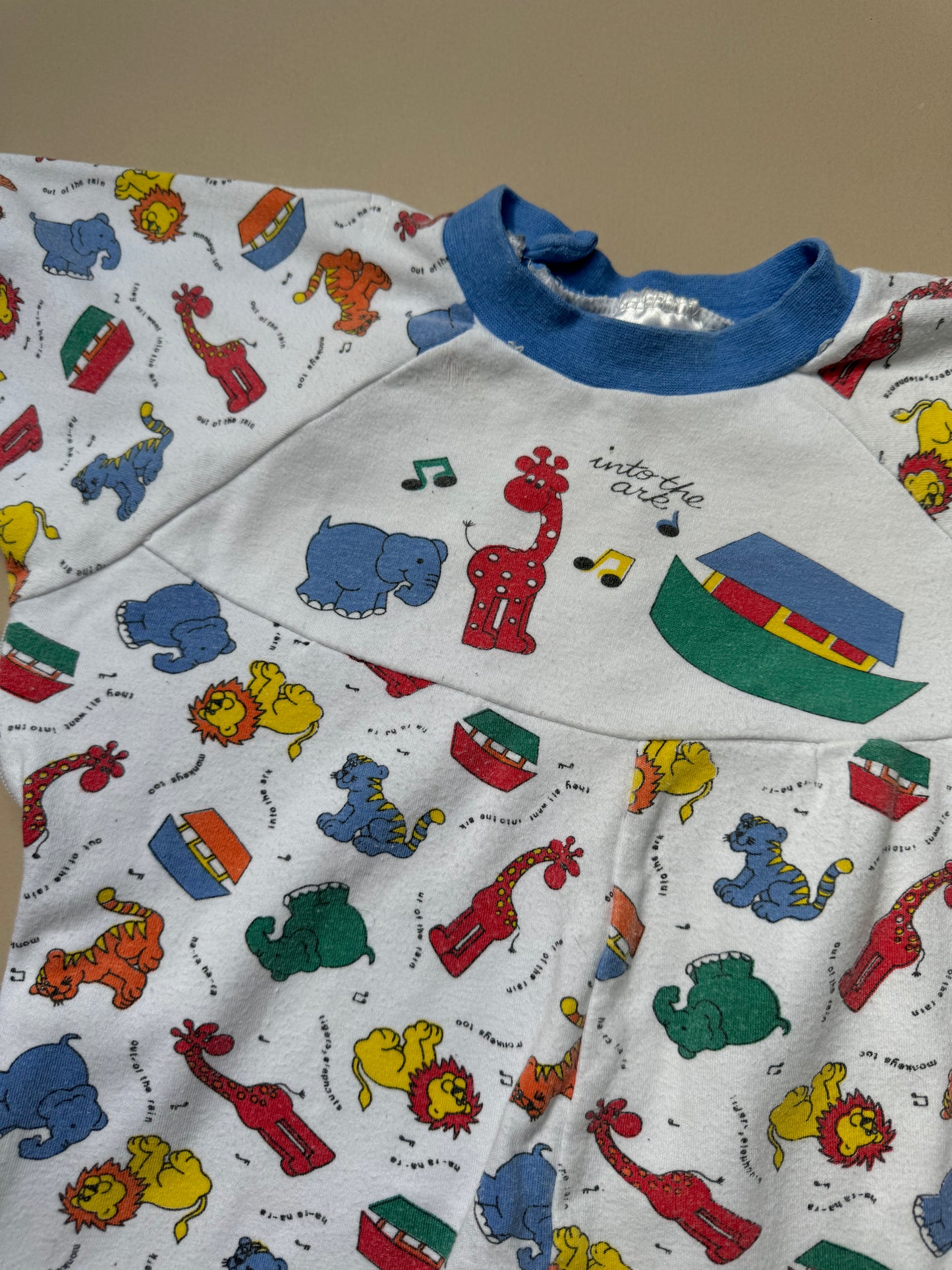 Vintage Zip Zap 'Into the Ark' Long Sleeved Onesie in 12 Months