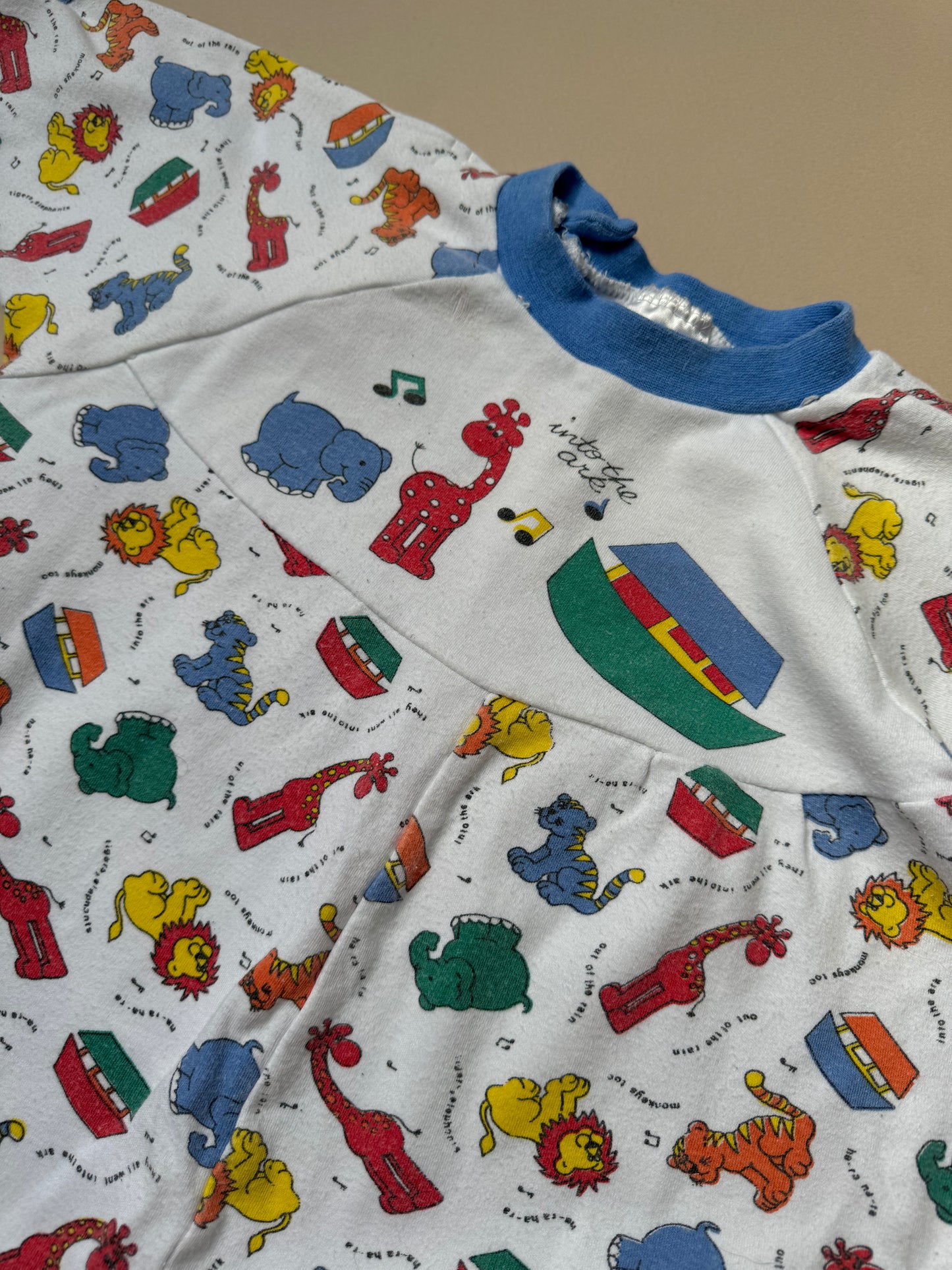 Vintage Zip Zap 'Into the Ark' Long Sleeved Onesie in 12 Months