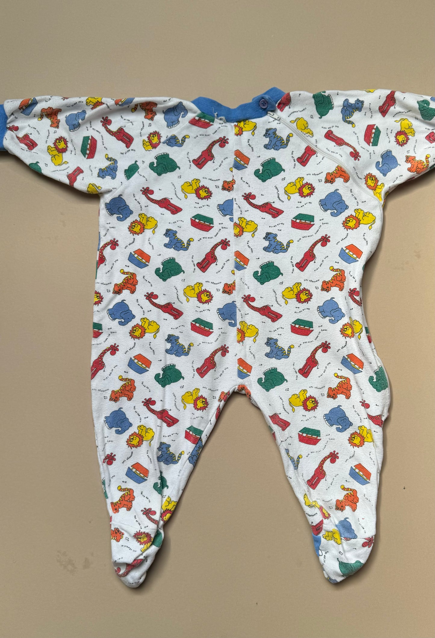 Vintage Zip Zap 'Into the Ark' Long Sleeved Onesie in 12 Months