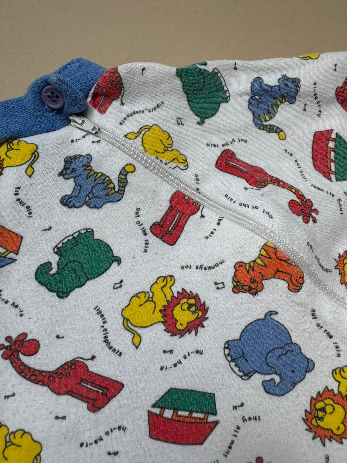 Vintage Zip Zap 'Into the Ark' Long Sleeved Onesie in 12 Months
