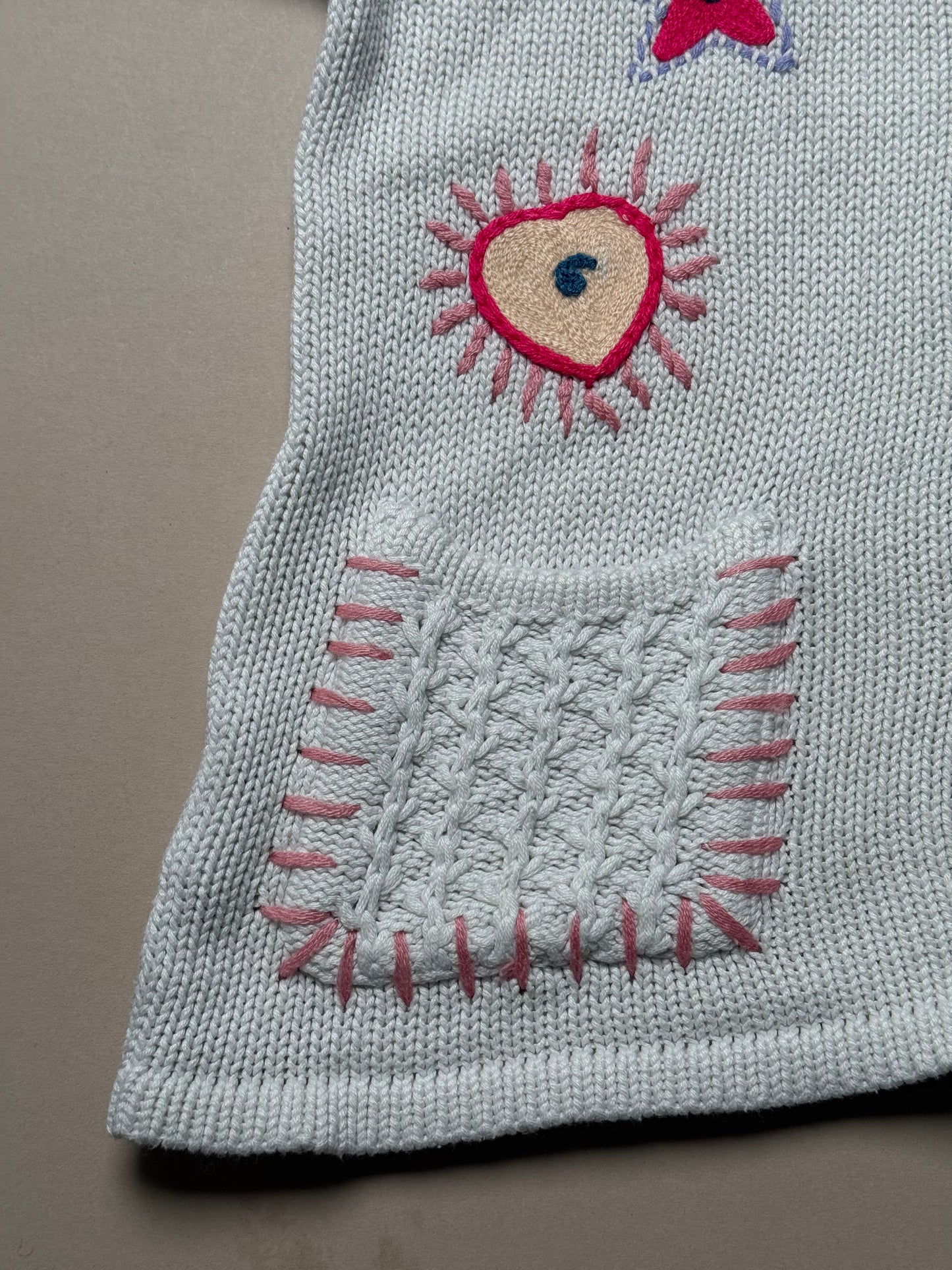 Vintage Ladybird Embroidered Collared Cardigan in 7-8 years