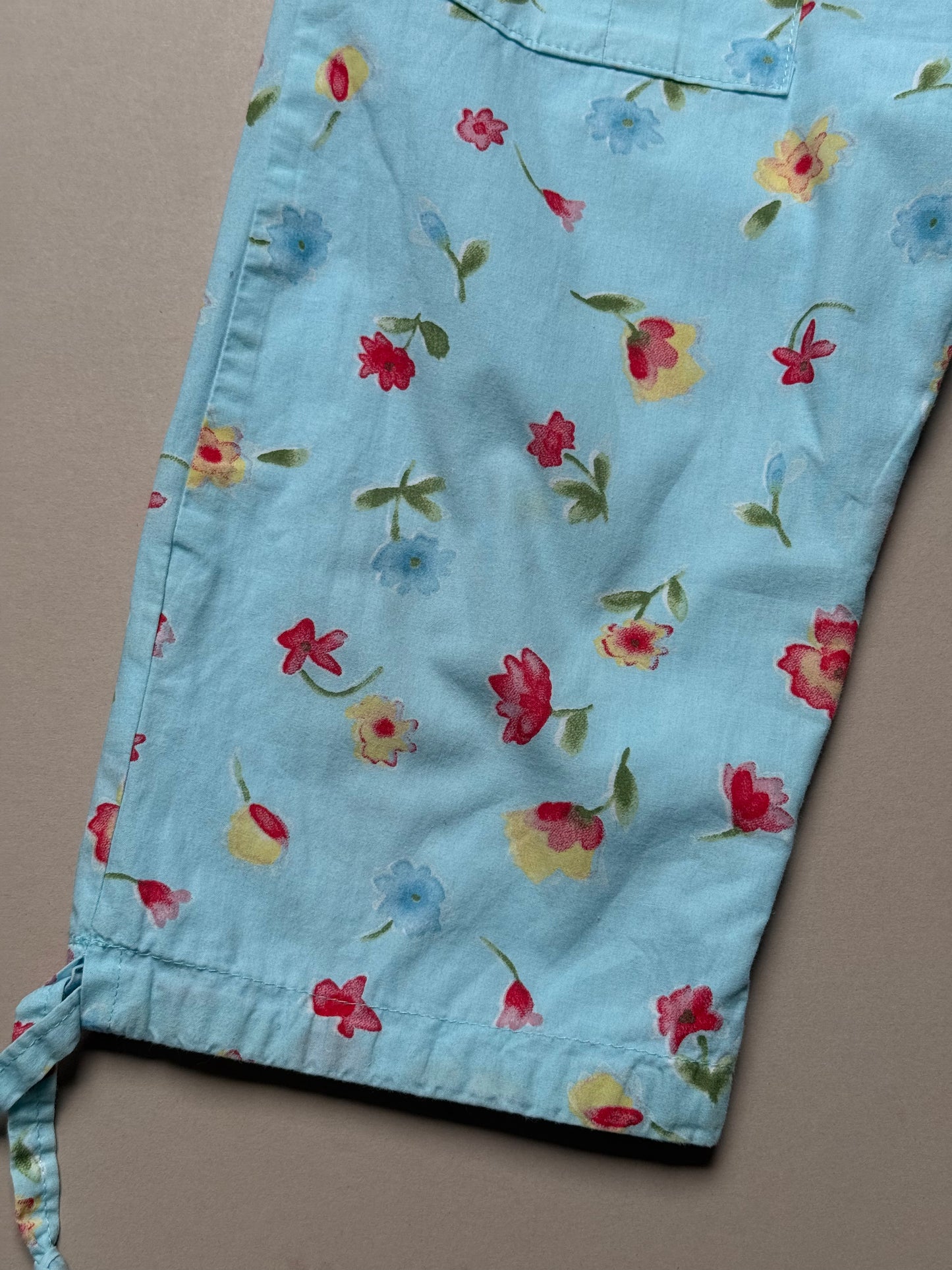 Reversible Light Blue Cotton Floral & Gingham Trosuers