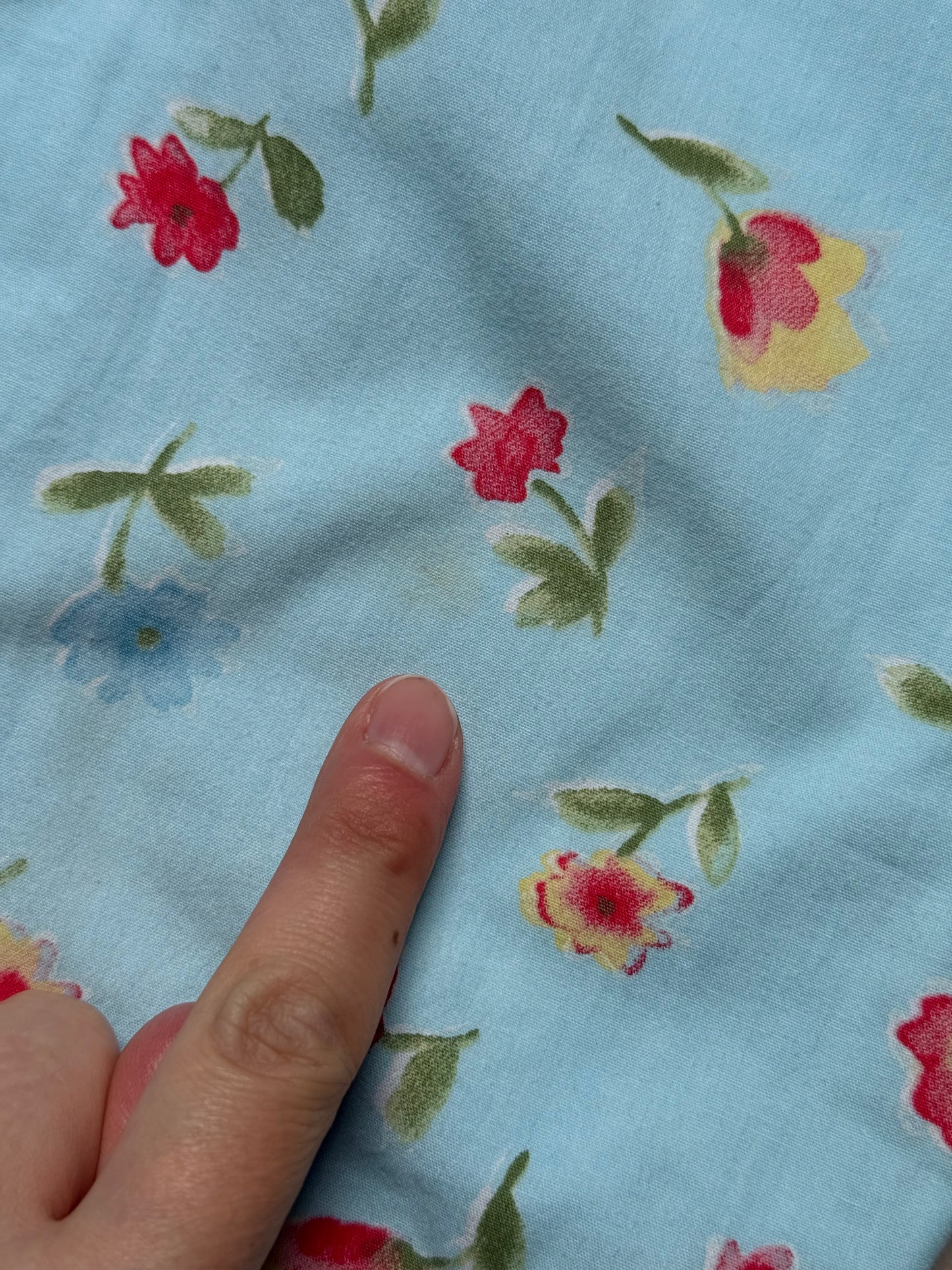 Reversible Light Blue Cotton Floral & Gingham Trosuers