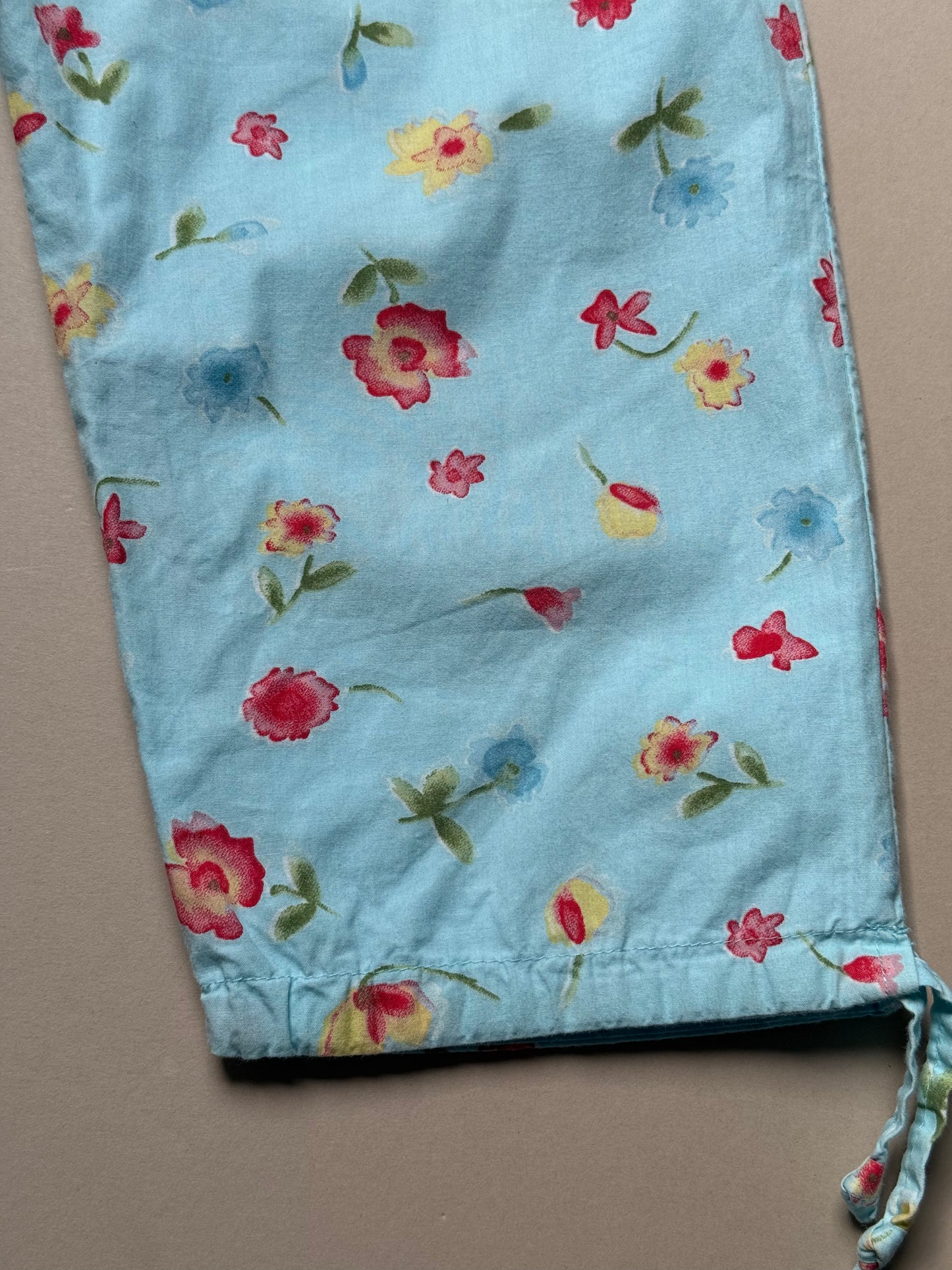 Reversible Light Blue Cotton Floral & Gingham Trosuers