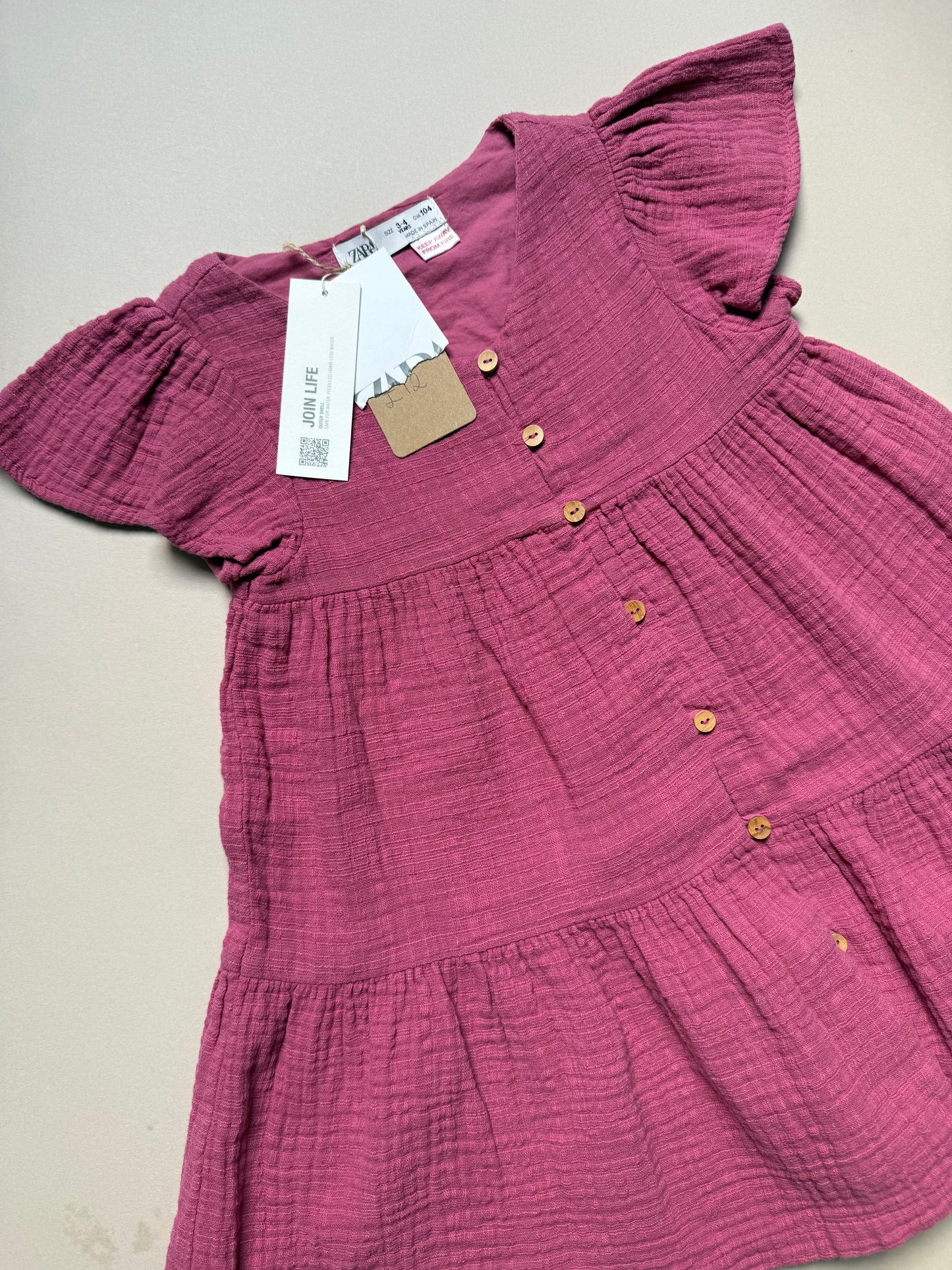 Zara Romantic Pink Summer Dress in 3-4 Years