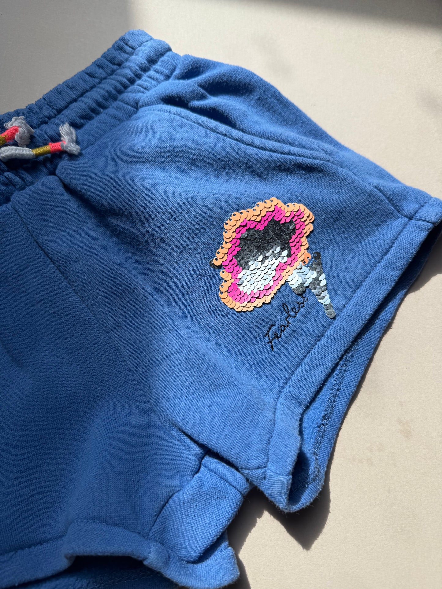 Mini Boden Sequinned Thunder Cloud Cotton Shorts in 6 Years