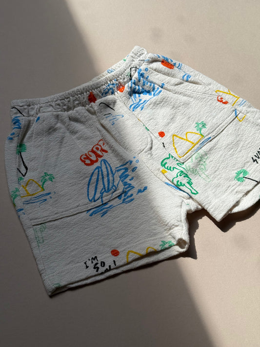 Zara Summer Printed Towelling Shorts in 2-3 Years