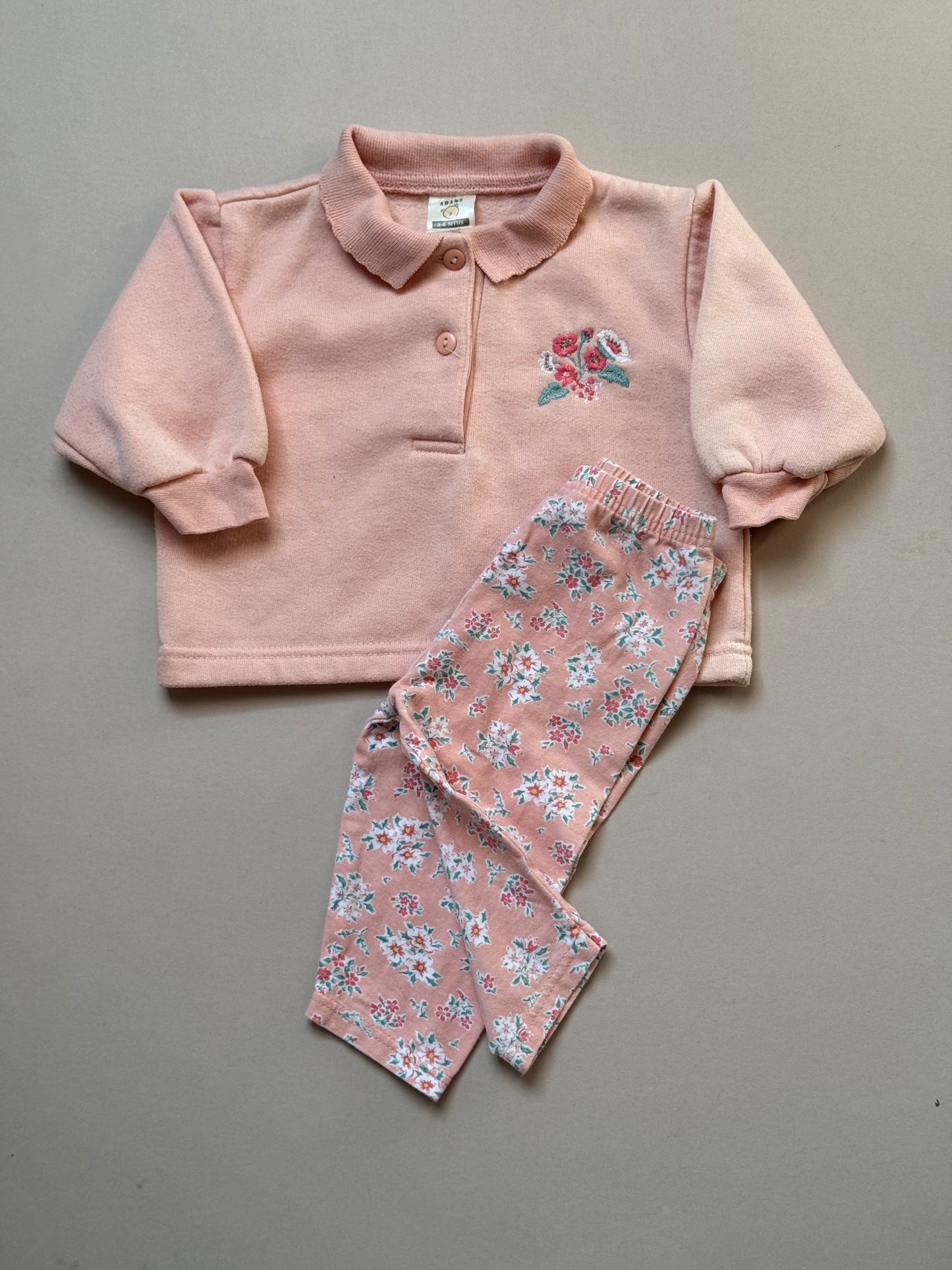 Vintage Adams Floral Sweat Top & Leggings Set in 3-6 Months