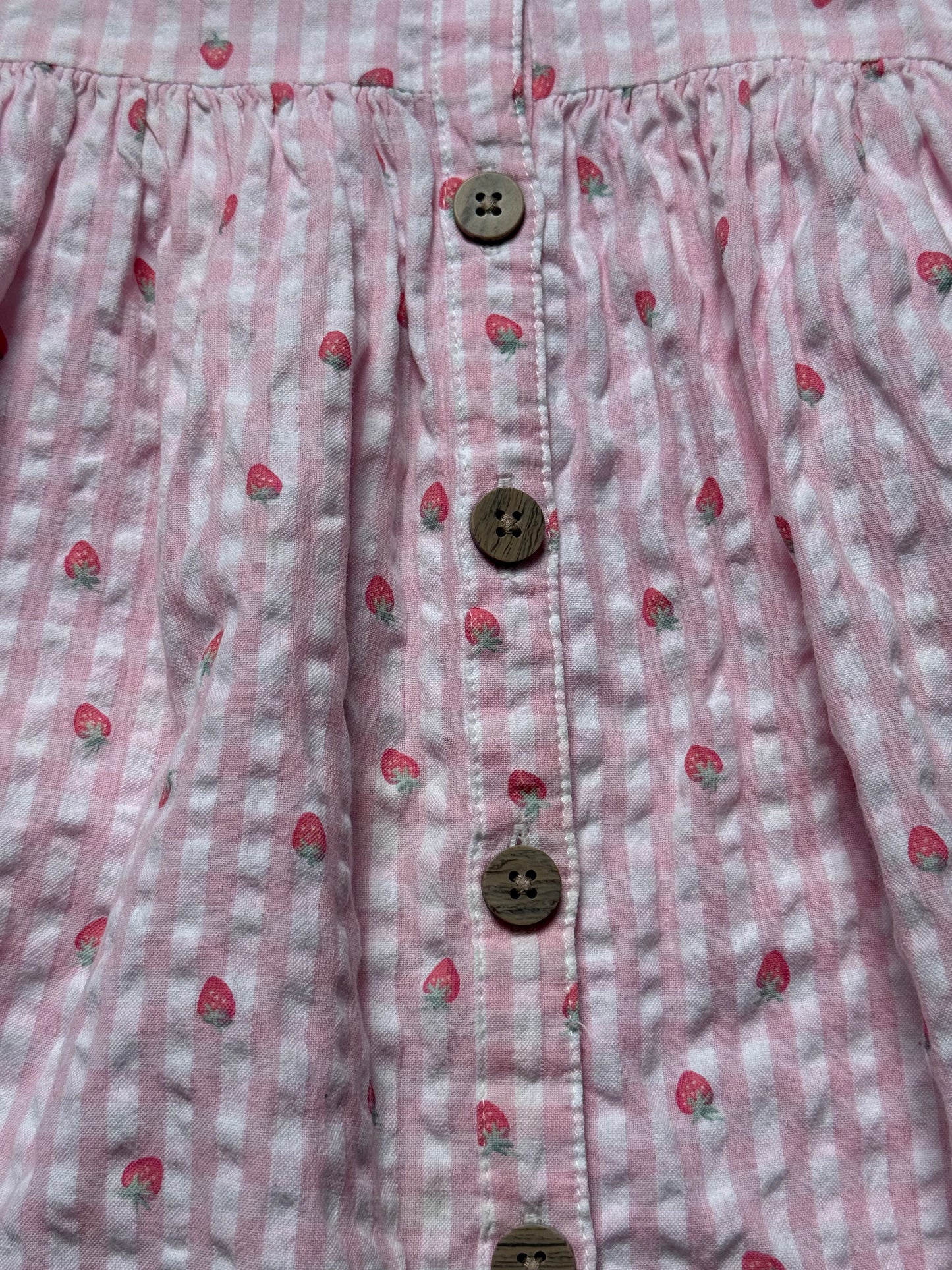 Next Strawberry Printed Pink & White Gingham Summer Dress in 2-3 Years
