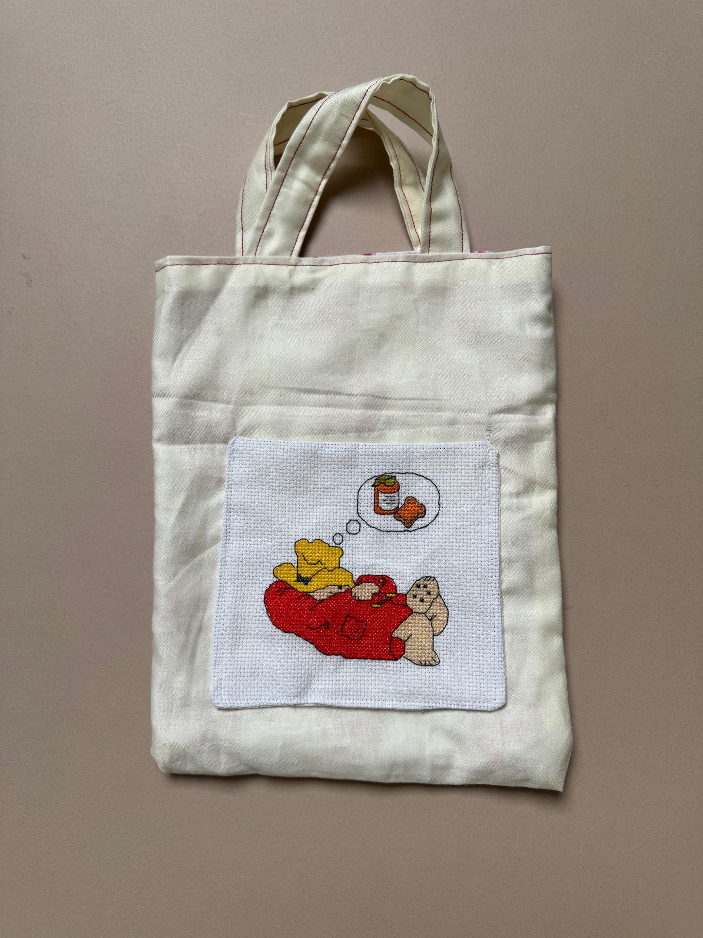 Handmade Paddington Cross Stitched Bag