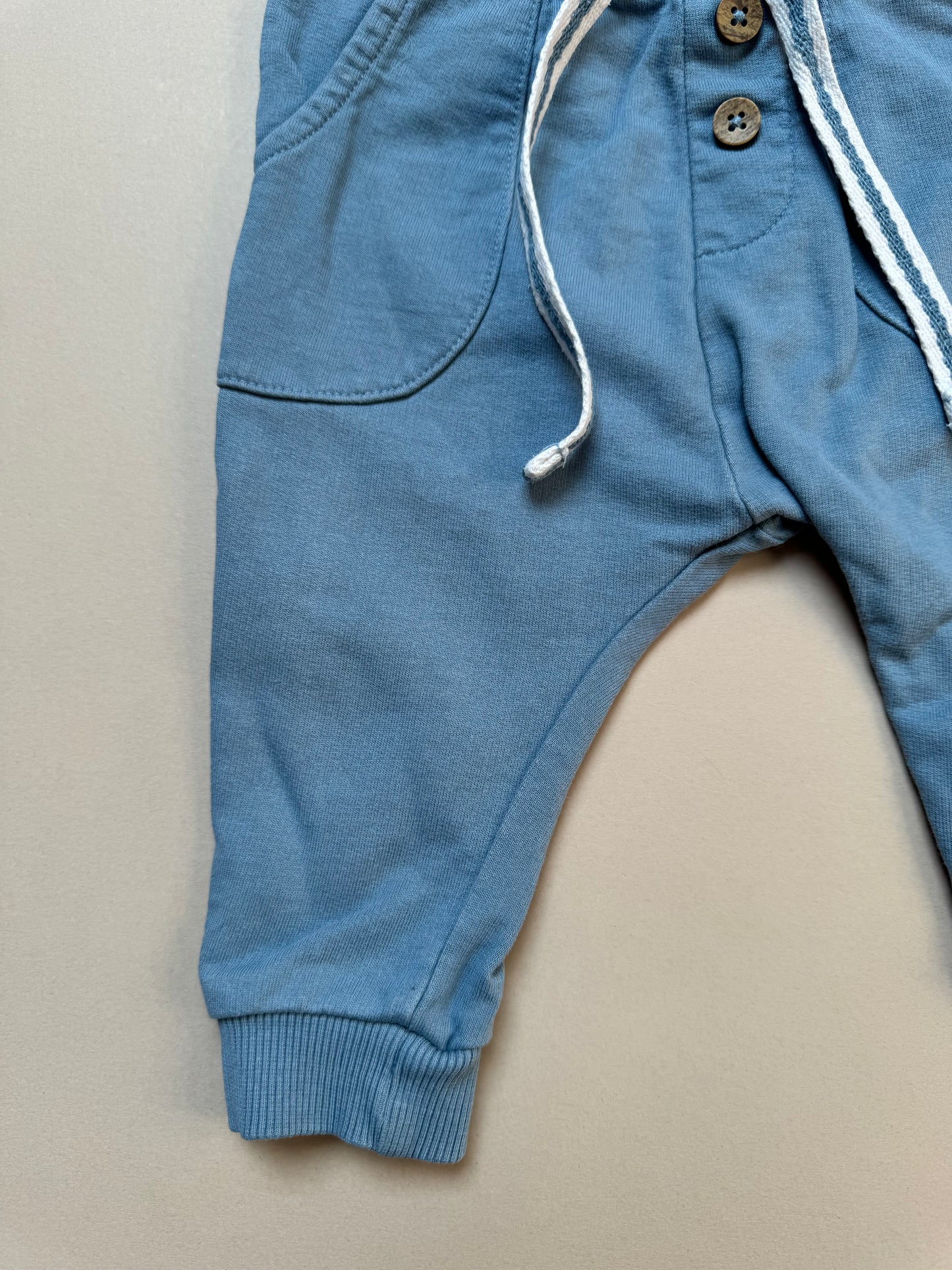 Newbie Blue Cotton Jogging Bottoms in 2-4 Months