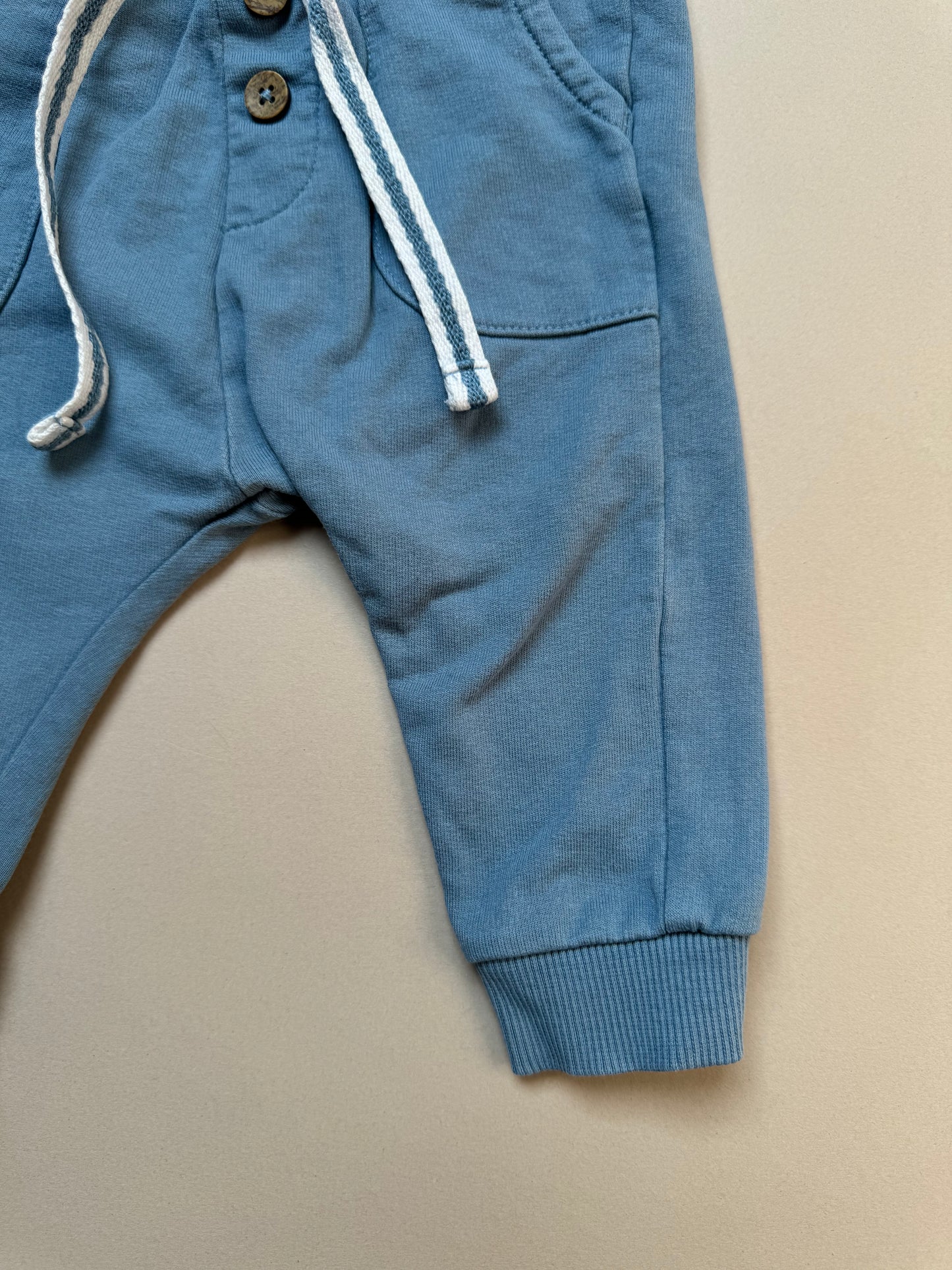 Newbie Blue Cotton Jogging Bottoms in 2-4 Months