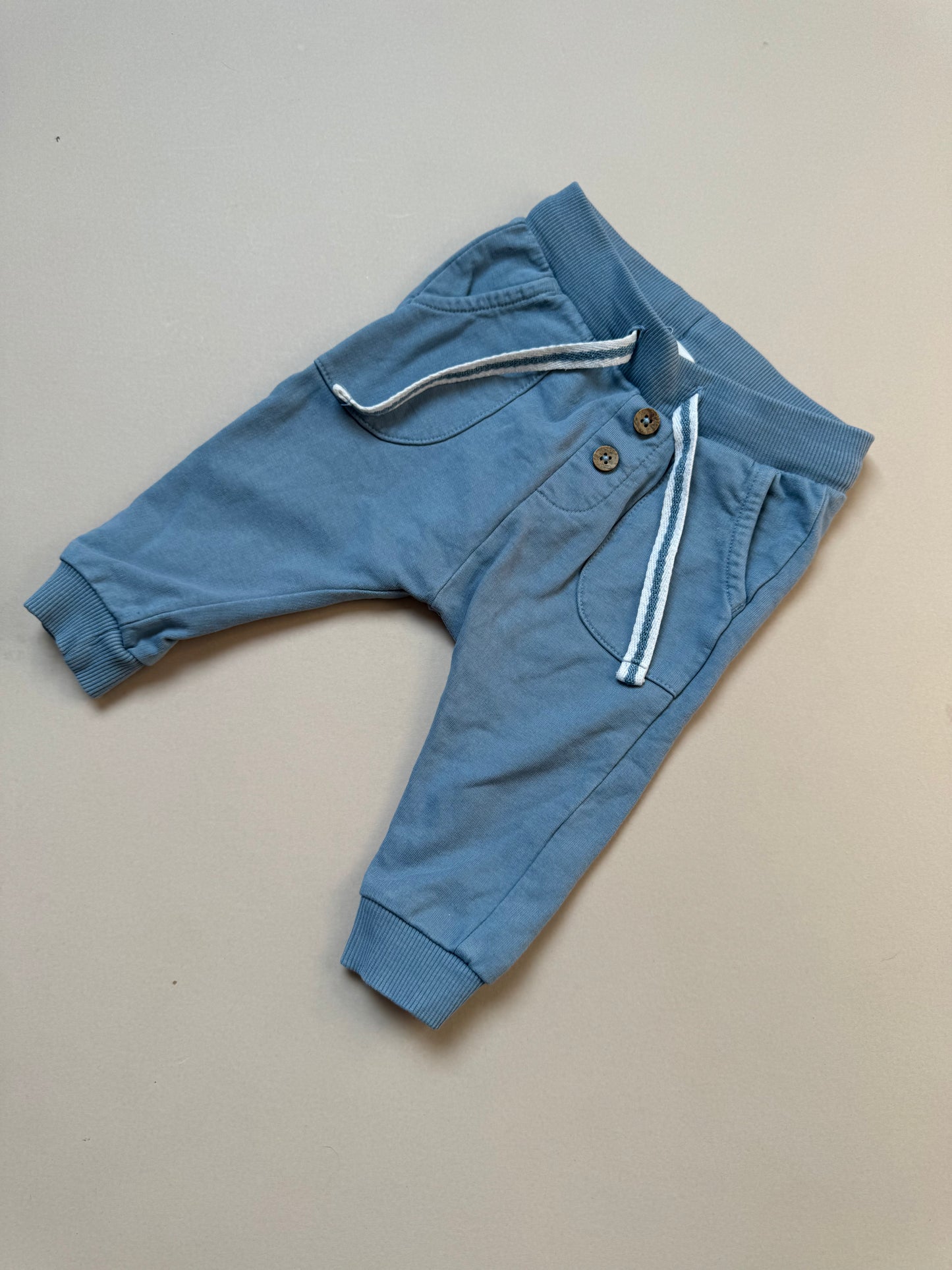 Newbie Blue Cotton Jogging Bottoms in 2-4 Months