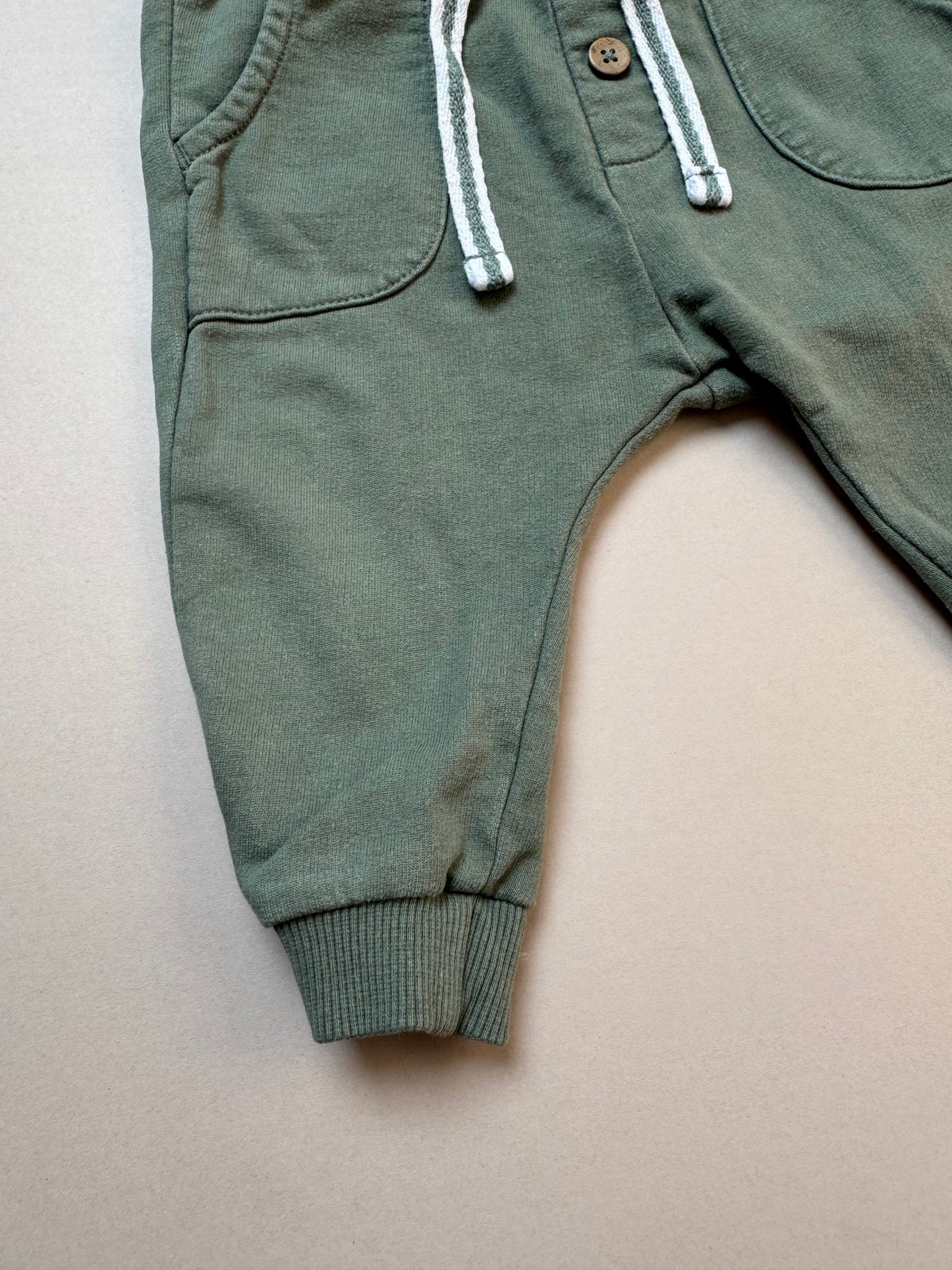 Newbie Khaki Cotton Jogging Bottoms in 2-4 Months