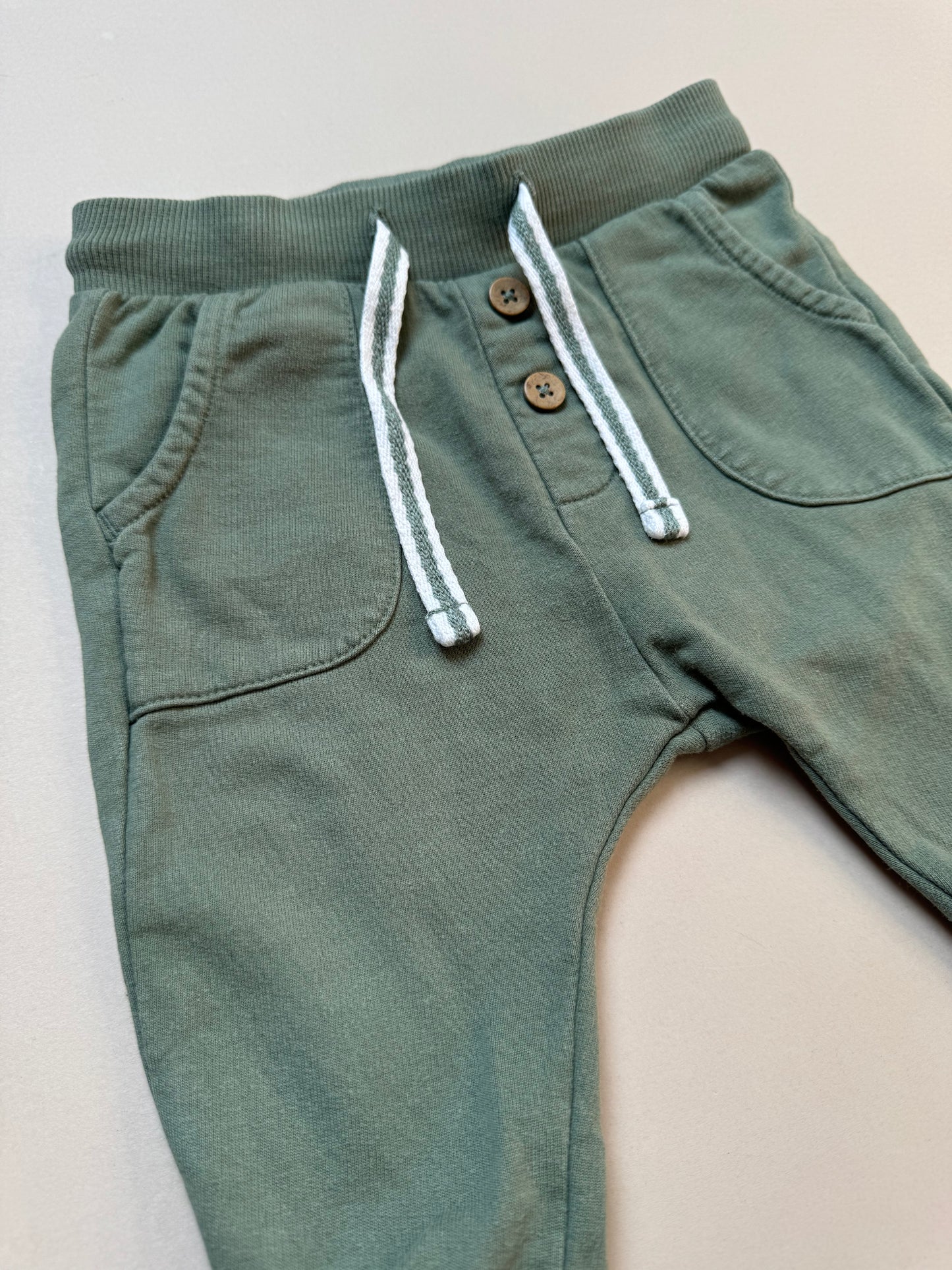 Newbie Khaki Cotton Jogging Bottoms in 2-4 Months