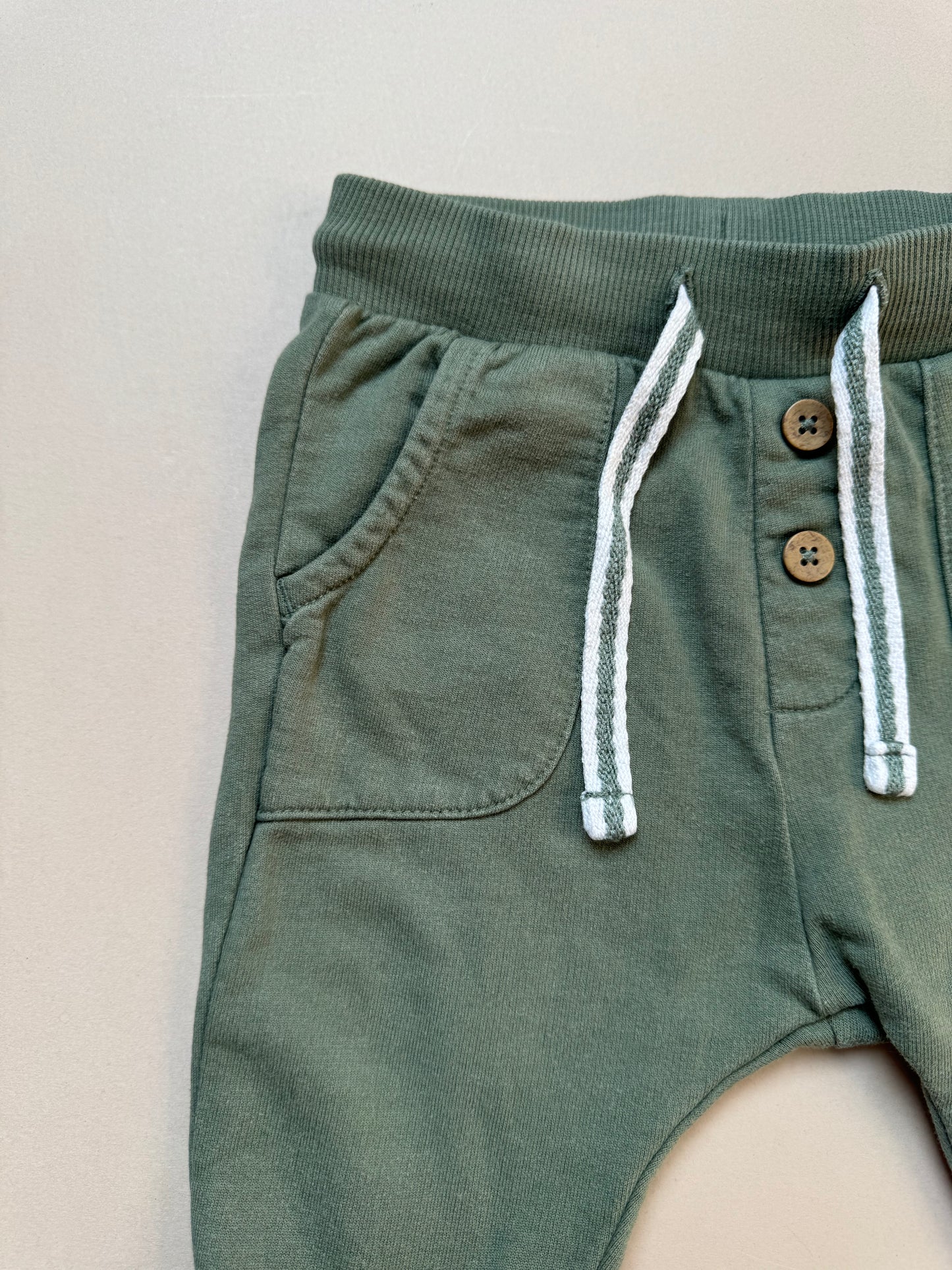 Newbie Khaki Cotton Jogging Bottoms in 2-4 Months