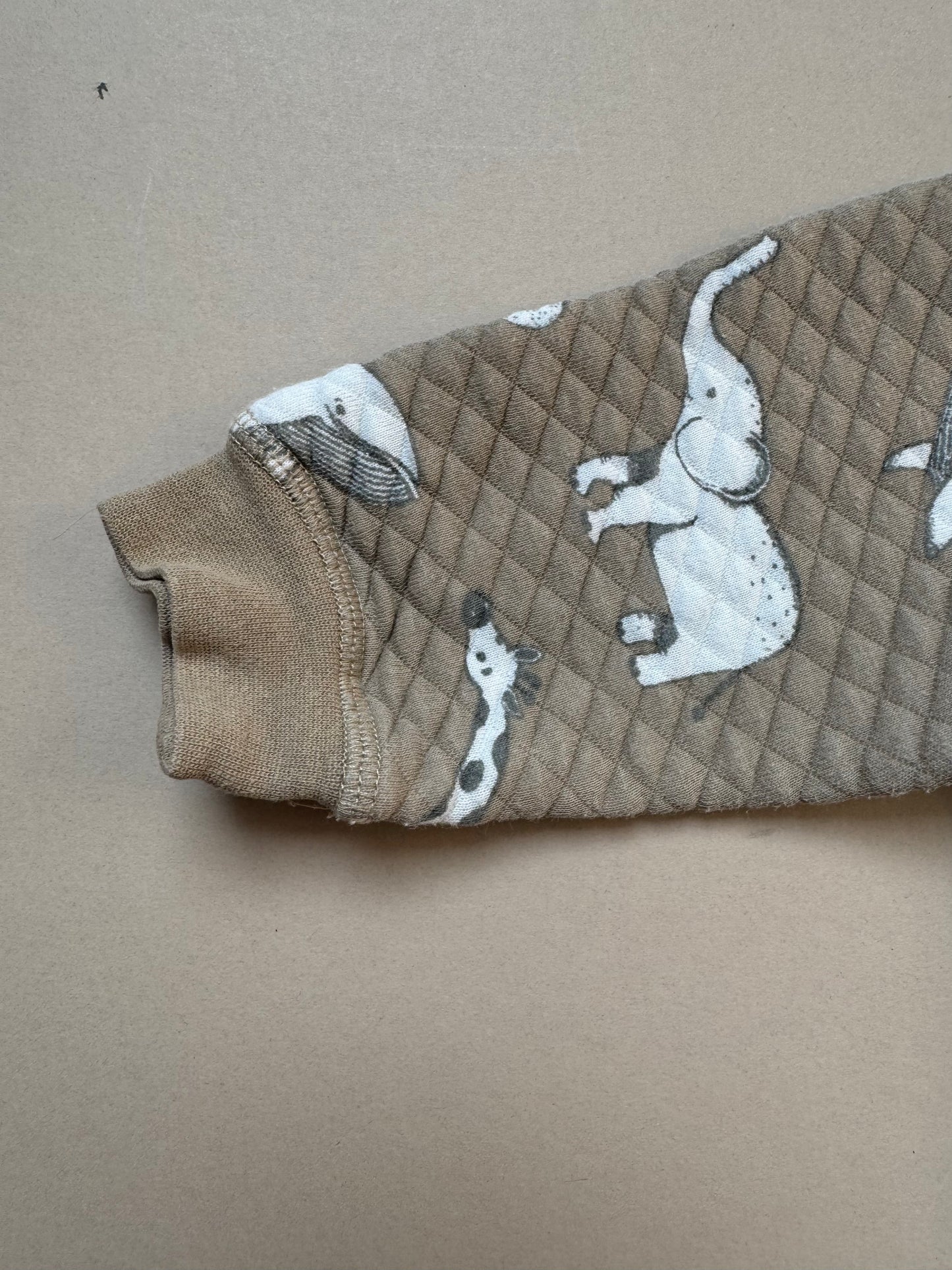 H&M Quilted Neutral Animal Printed Long Sleeved Onesie in 6-9 Months