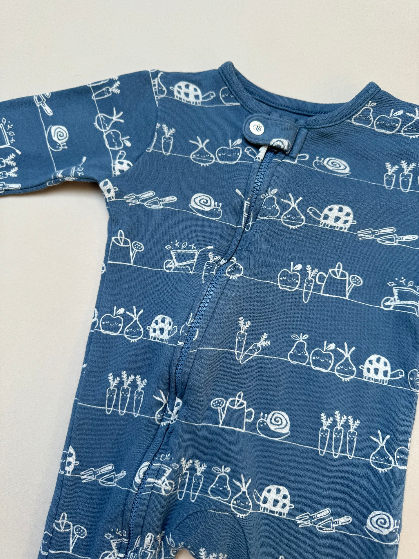 George Gardening Printed Zip Up Onesie in 3-6 Months