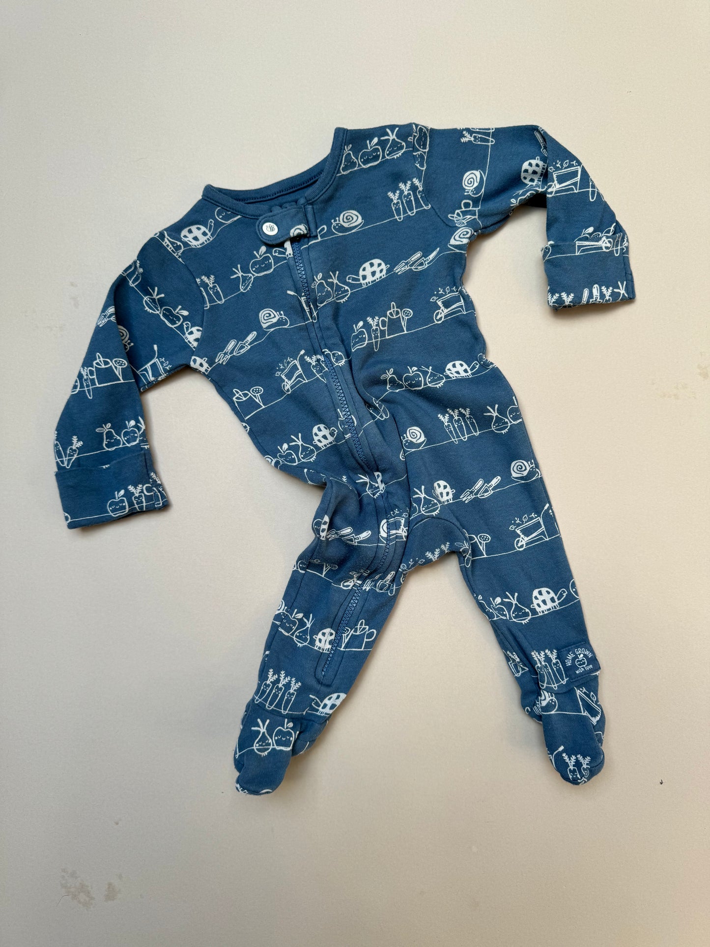 George Gardening Printed Zip Up Onesie in 3-6 Months