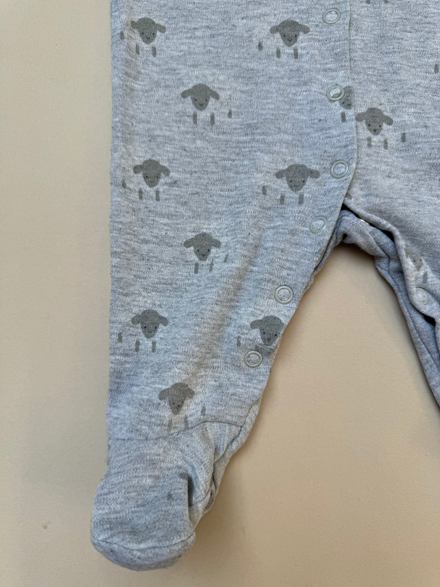 JoJo Maman Bebe Sheep Long Sleeved Cotton Onesie in 0-3 Months