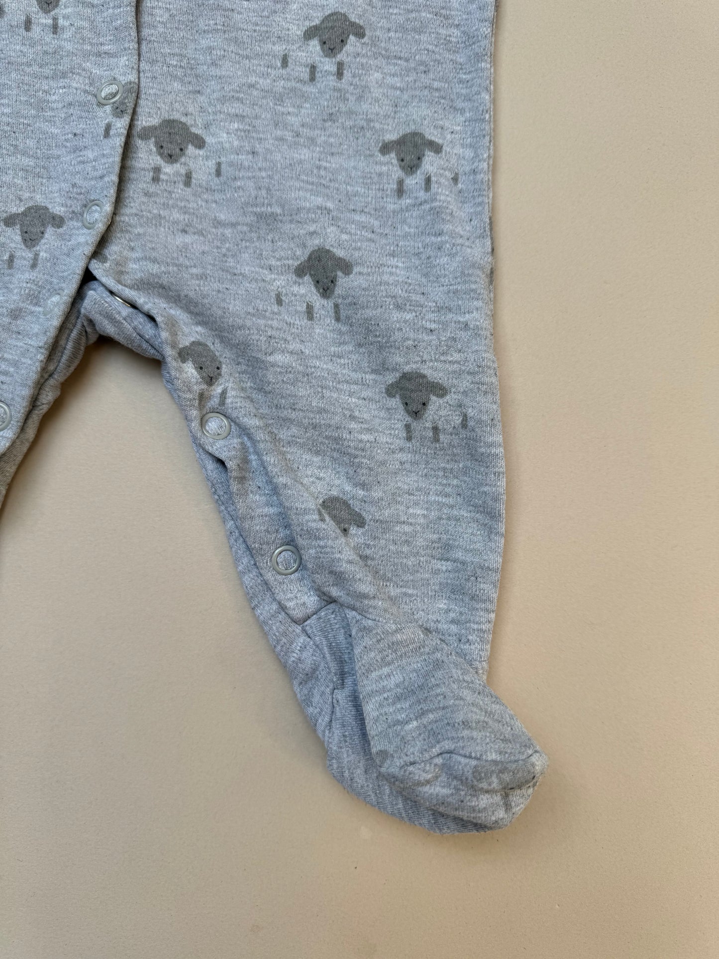 JoJo Maman Bebe Sheep Long Sleeved Cotton Onesie in 0-3 Months