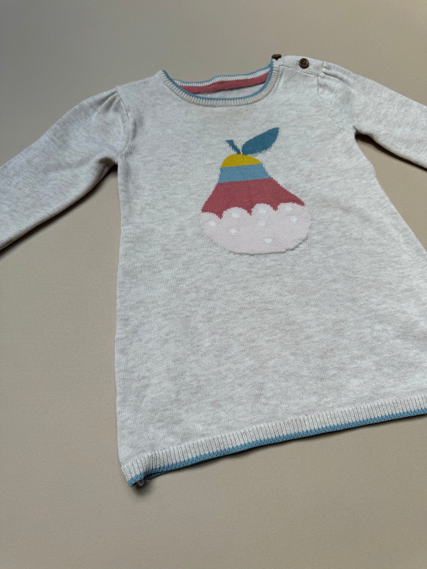 Marks & Spencer Pear Knitted Long Sleeved Dress in 3-6 Months