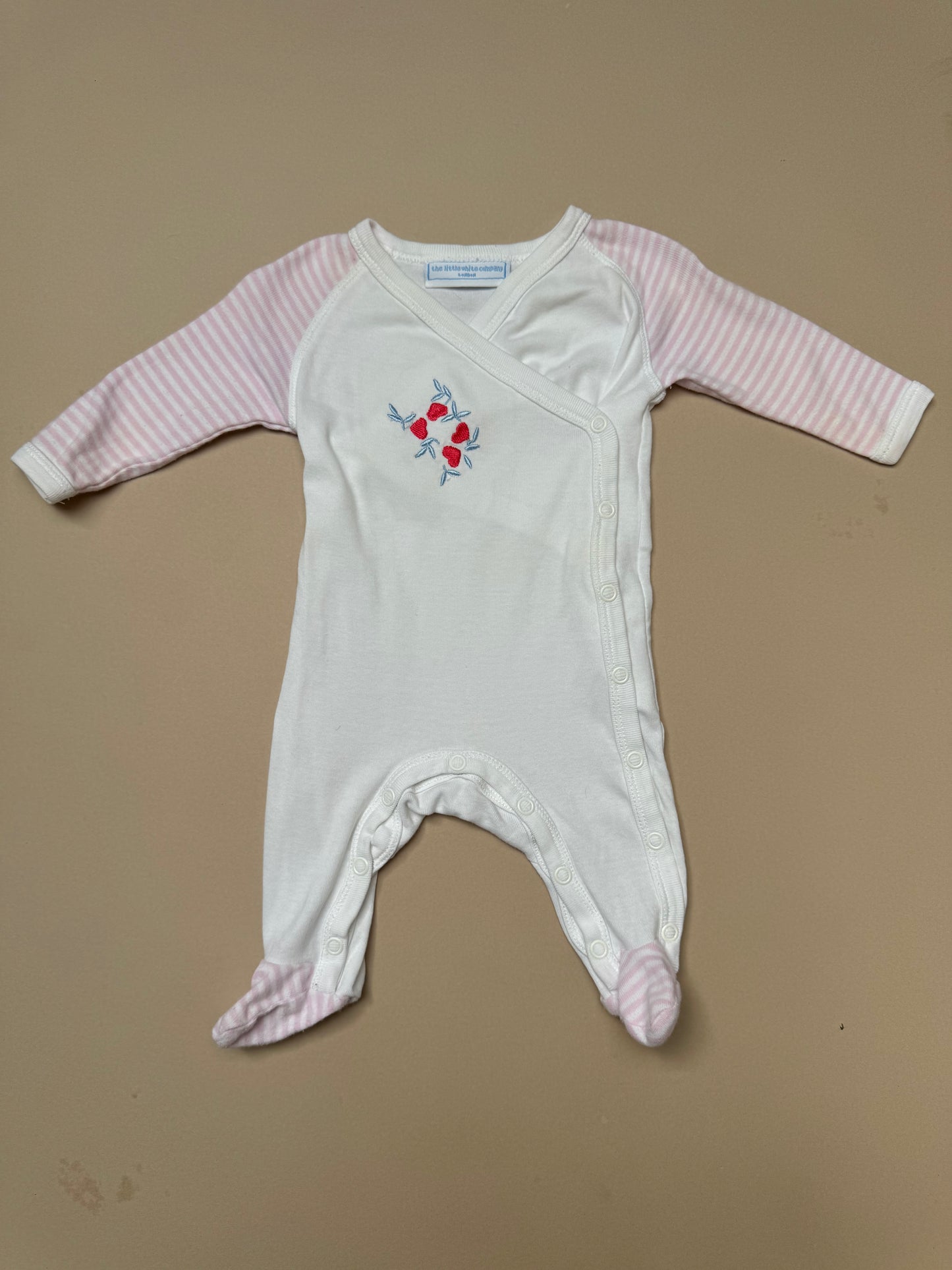 The Little White Company Wrap Over Long Sleeved Onesie in 0-3 Months