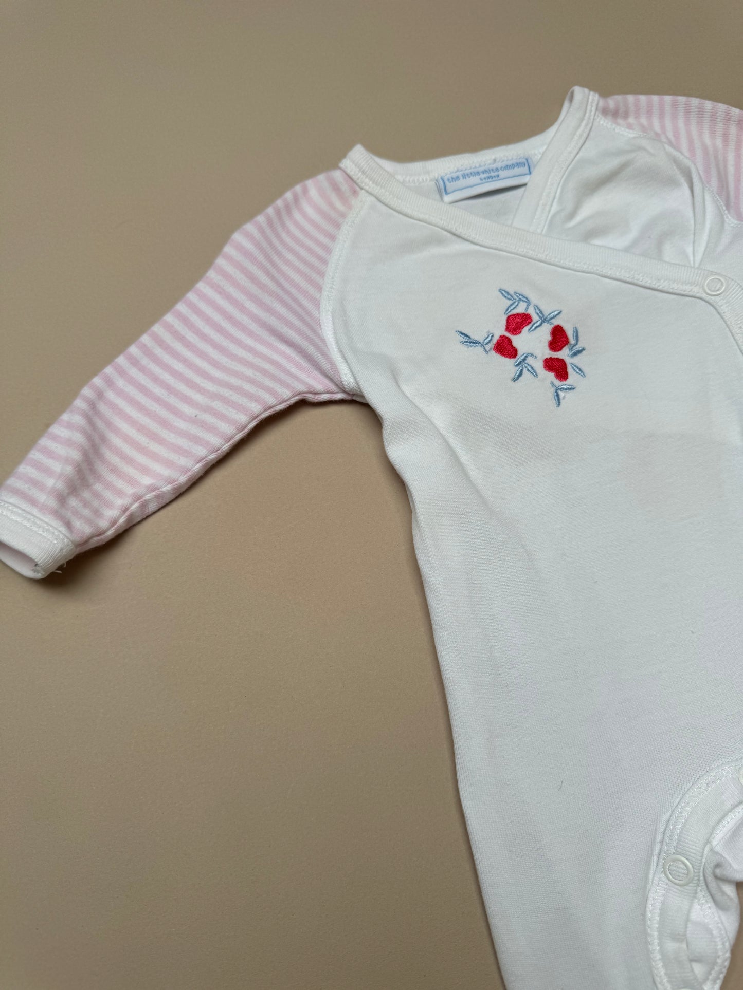 The Little White Company Wrap Over Long Sleeved Onesie in 0-3 Months