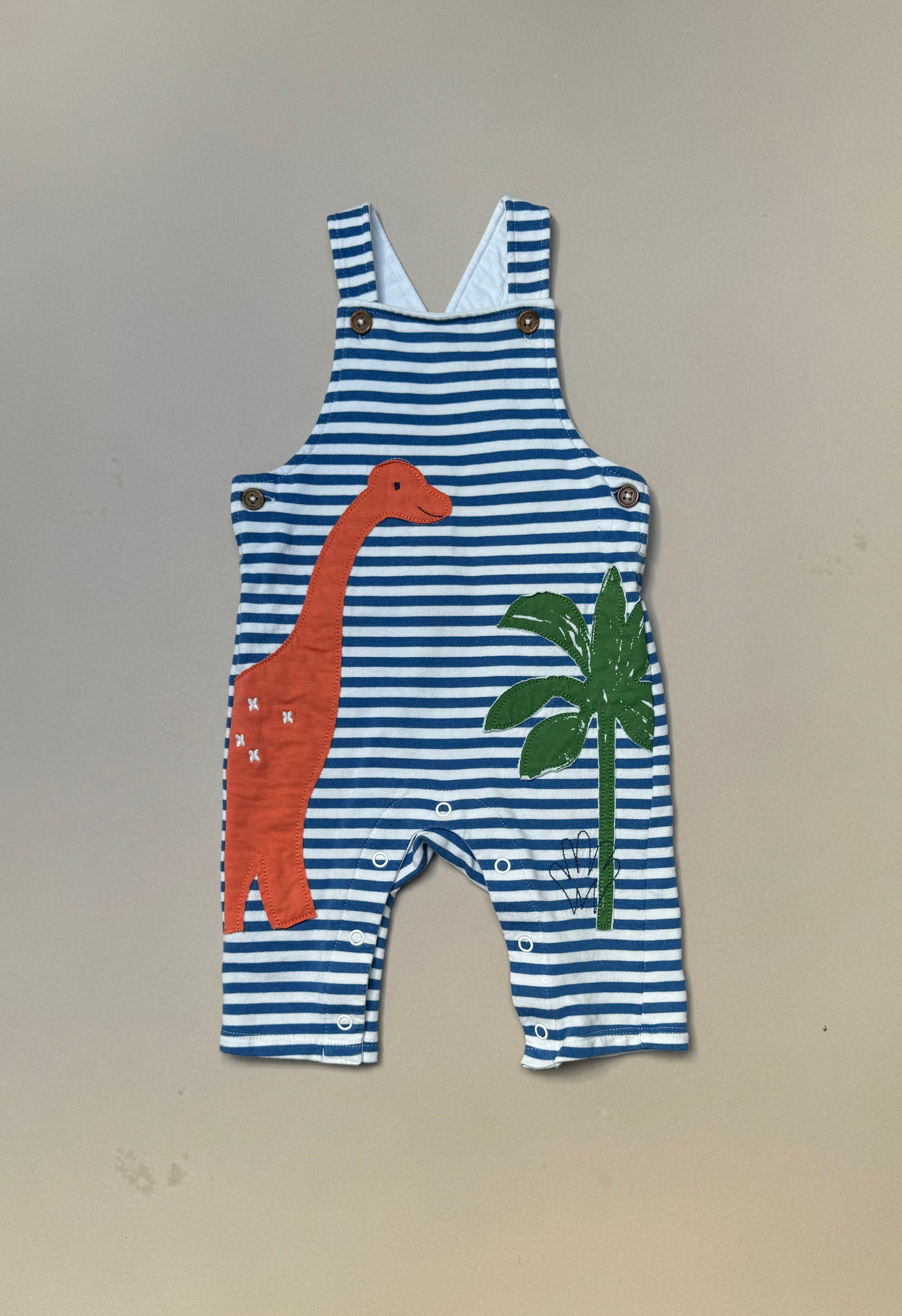 Marks & Spencer Dinosaur Striped Cotton Dungarees in 3-6 Months