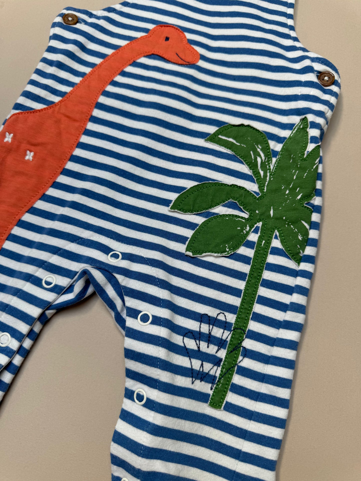Marks & Spencer Dinosaur Striped Cotton Dungarees in 3-6 Months