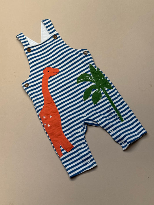 Marks & Spencer Dinosaur Striped Cotton Dungarees in 3-6 Months