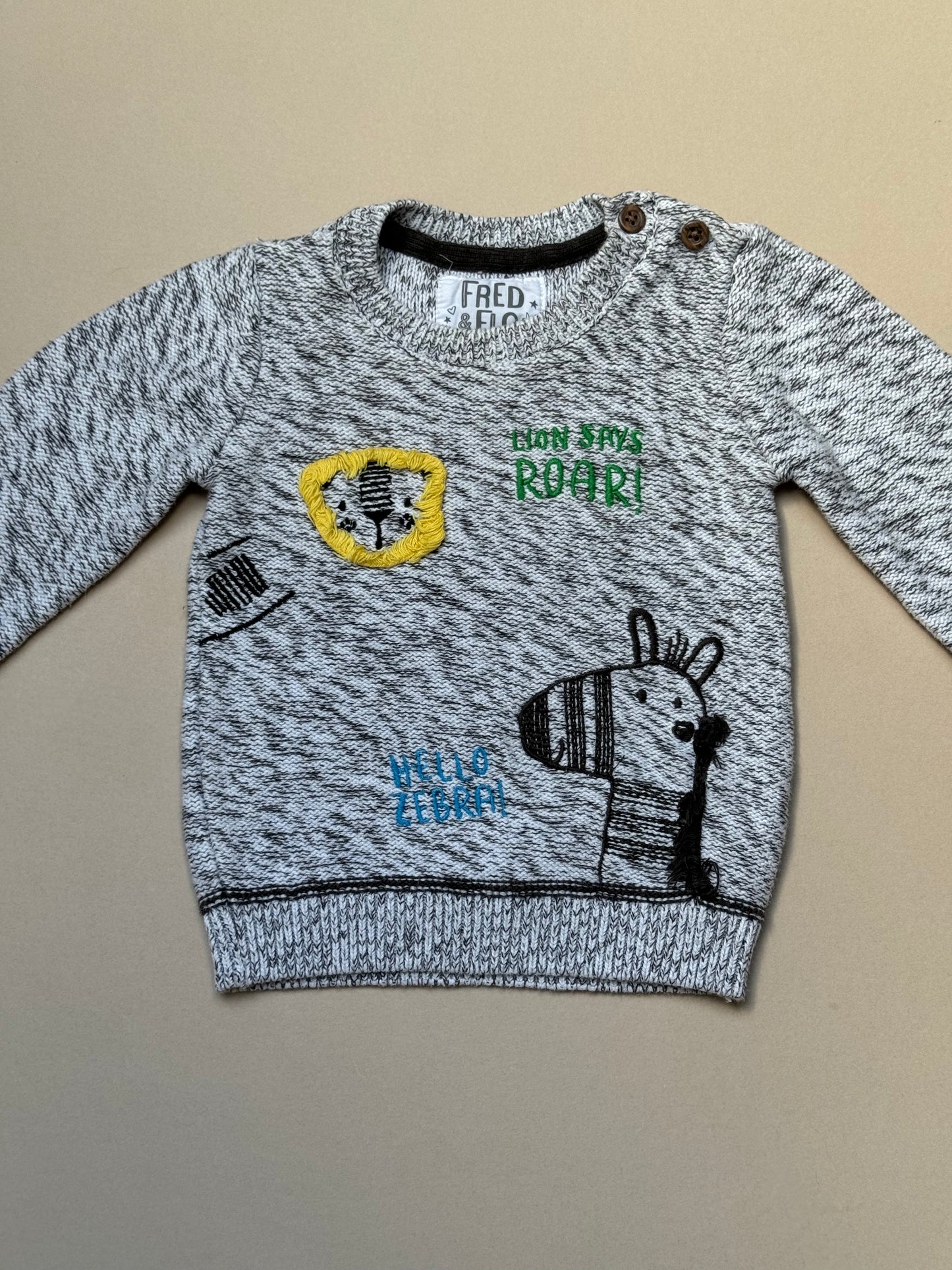 Fred & Flo Lion Knitted Jumper in 3-6 Months