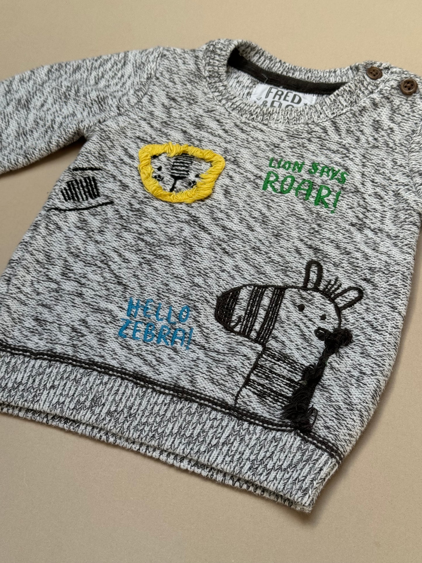 Fred & Flo Lion Knitted Jumper in 3-6 Months