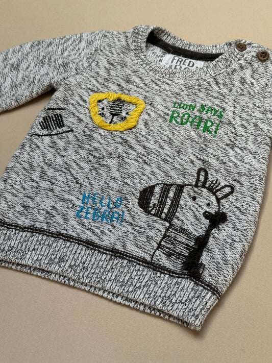 Fred & Flo Lion Knitted Jumper in 3-6 Months
