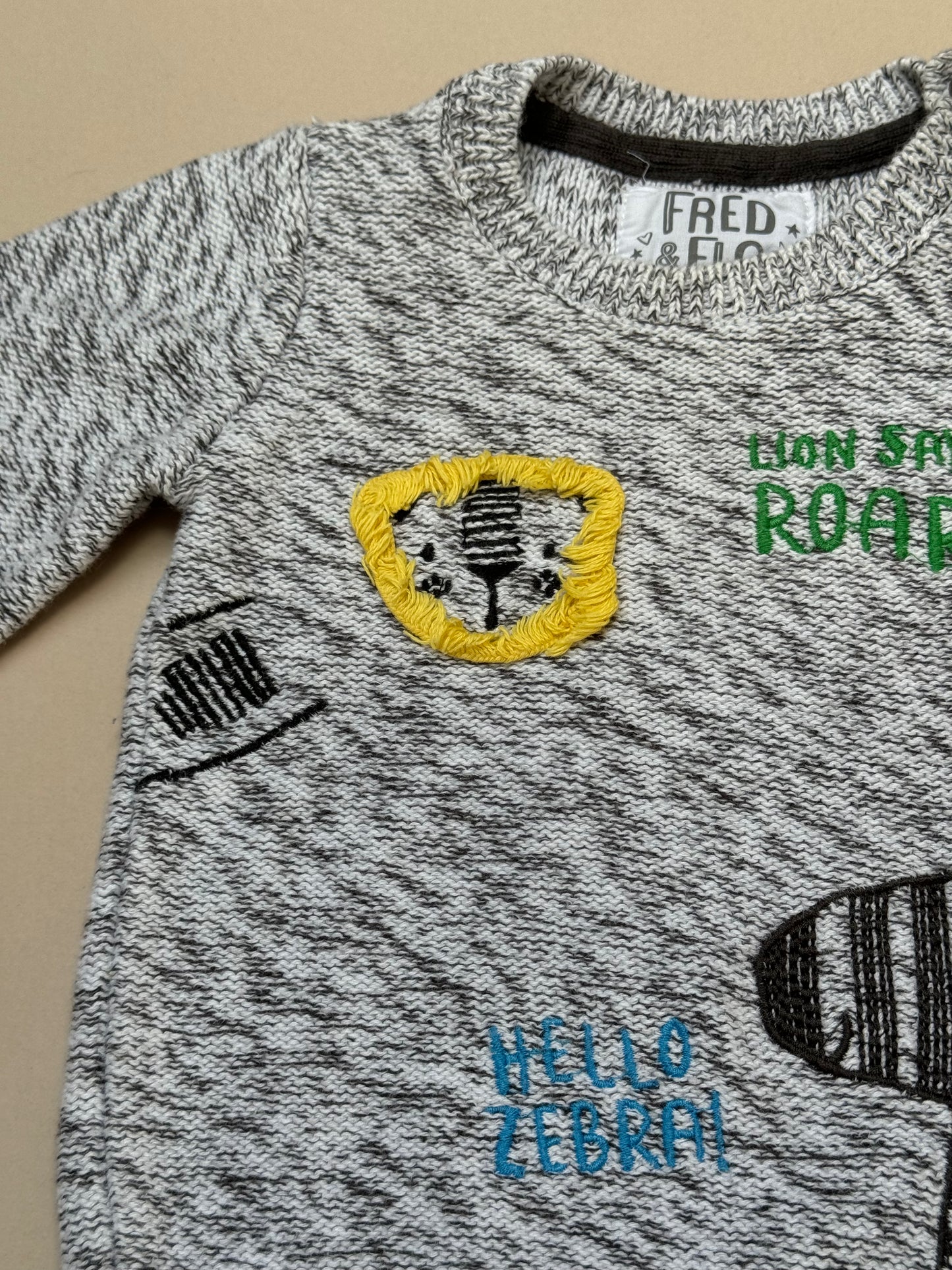 Fred & Flo Lion Knitted Jumper in 3-6 Months