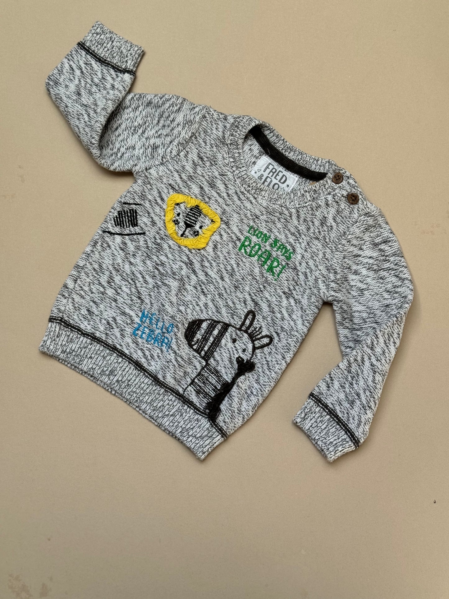 Fred & Flo Lion Knitted Jumper in 3-6 Months